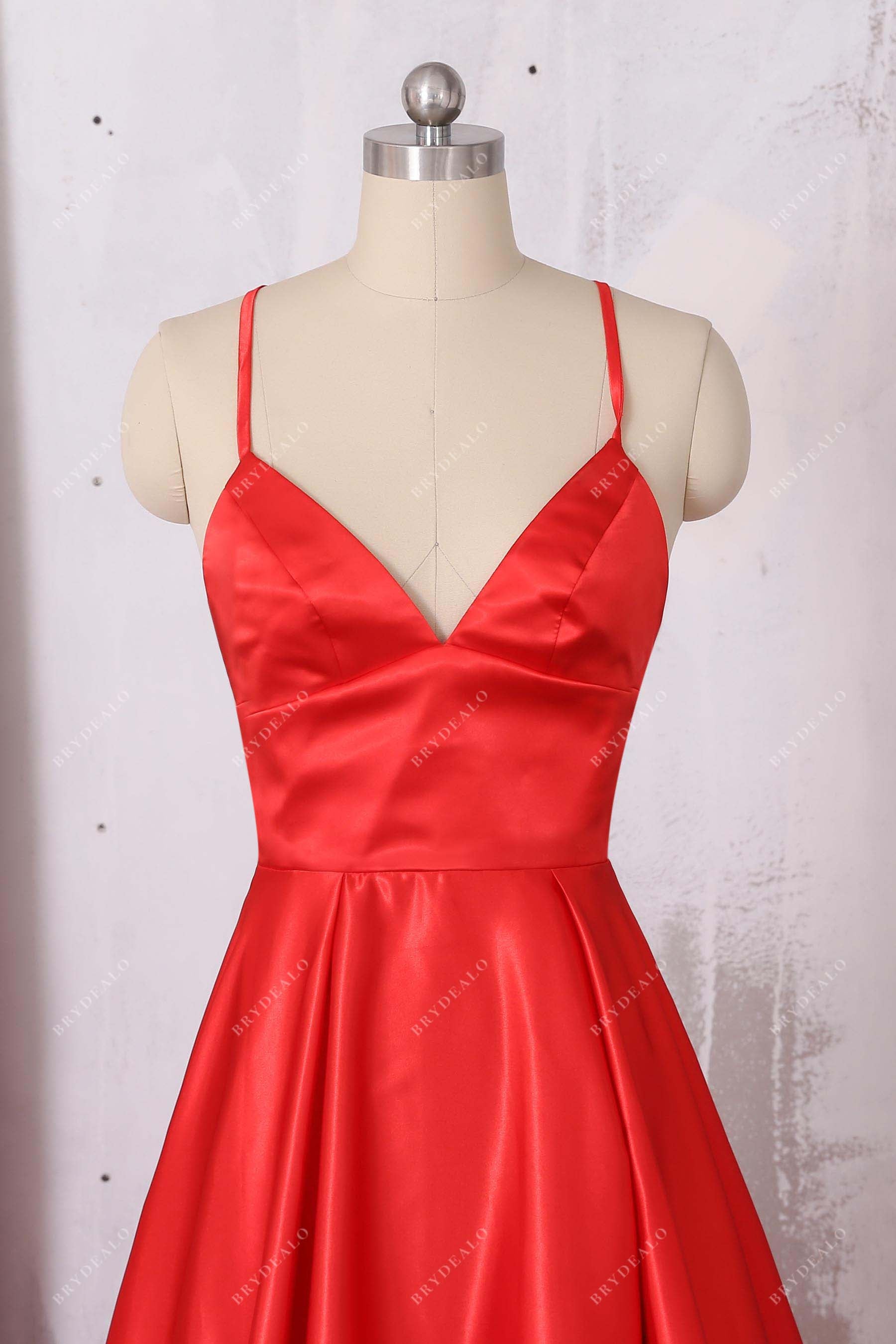 spaghetti straps v-neck evening dress