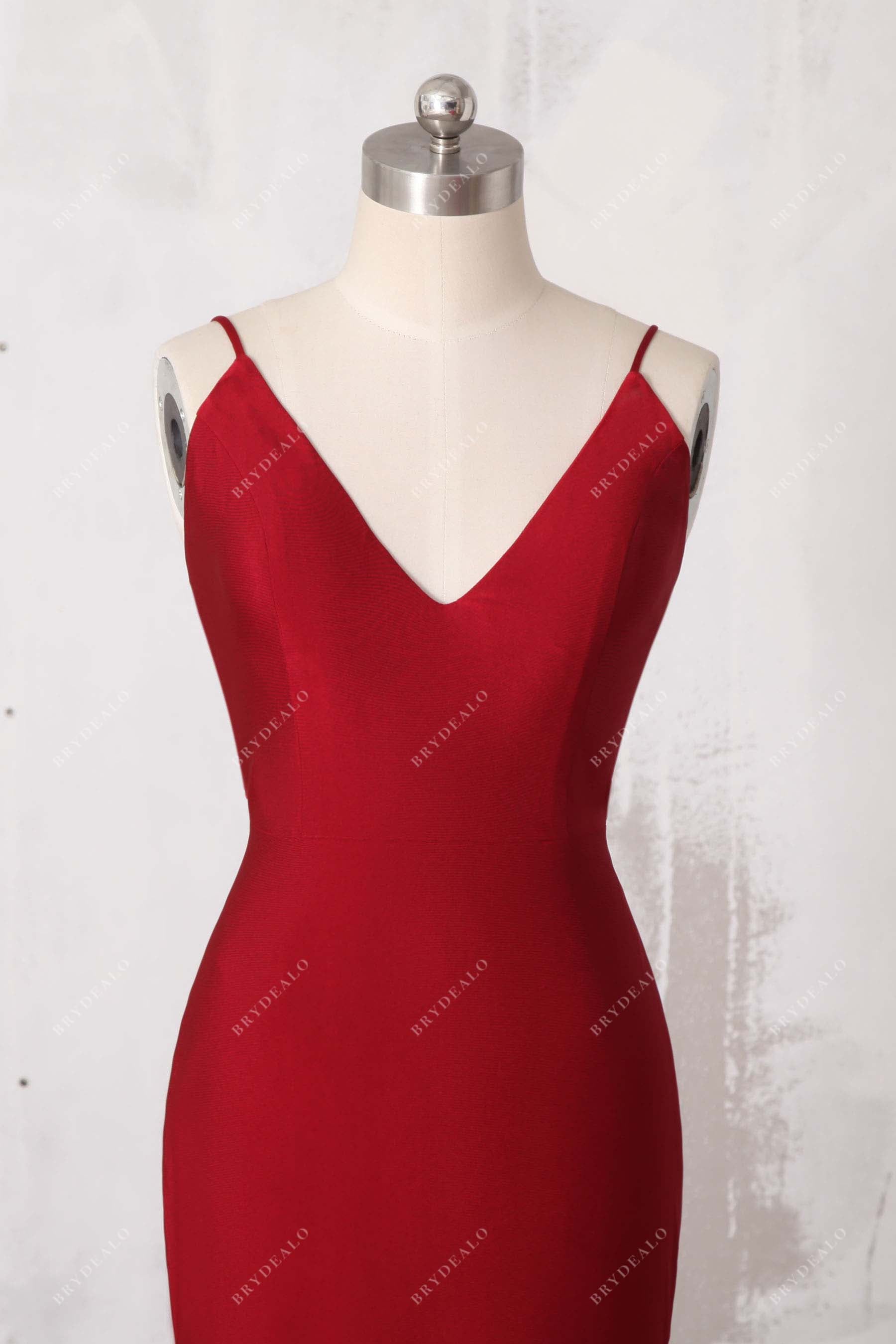 thin straps v-neck evening dress