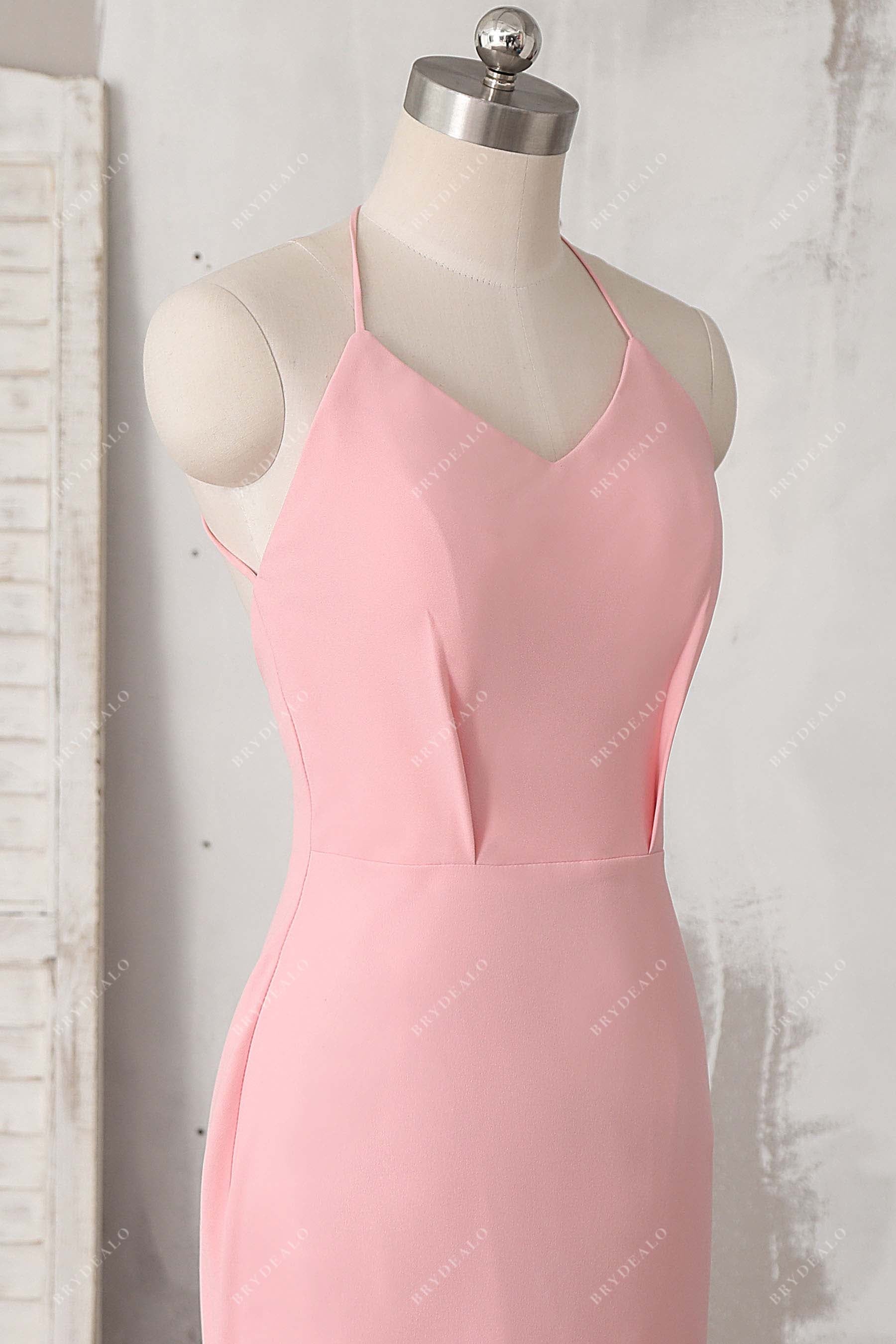 pink stretchy dress Pink Stretchy Crepe Thin Straps Mermaid Prom Dress – Brydealo