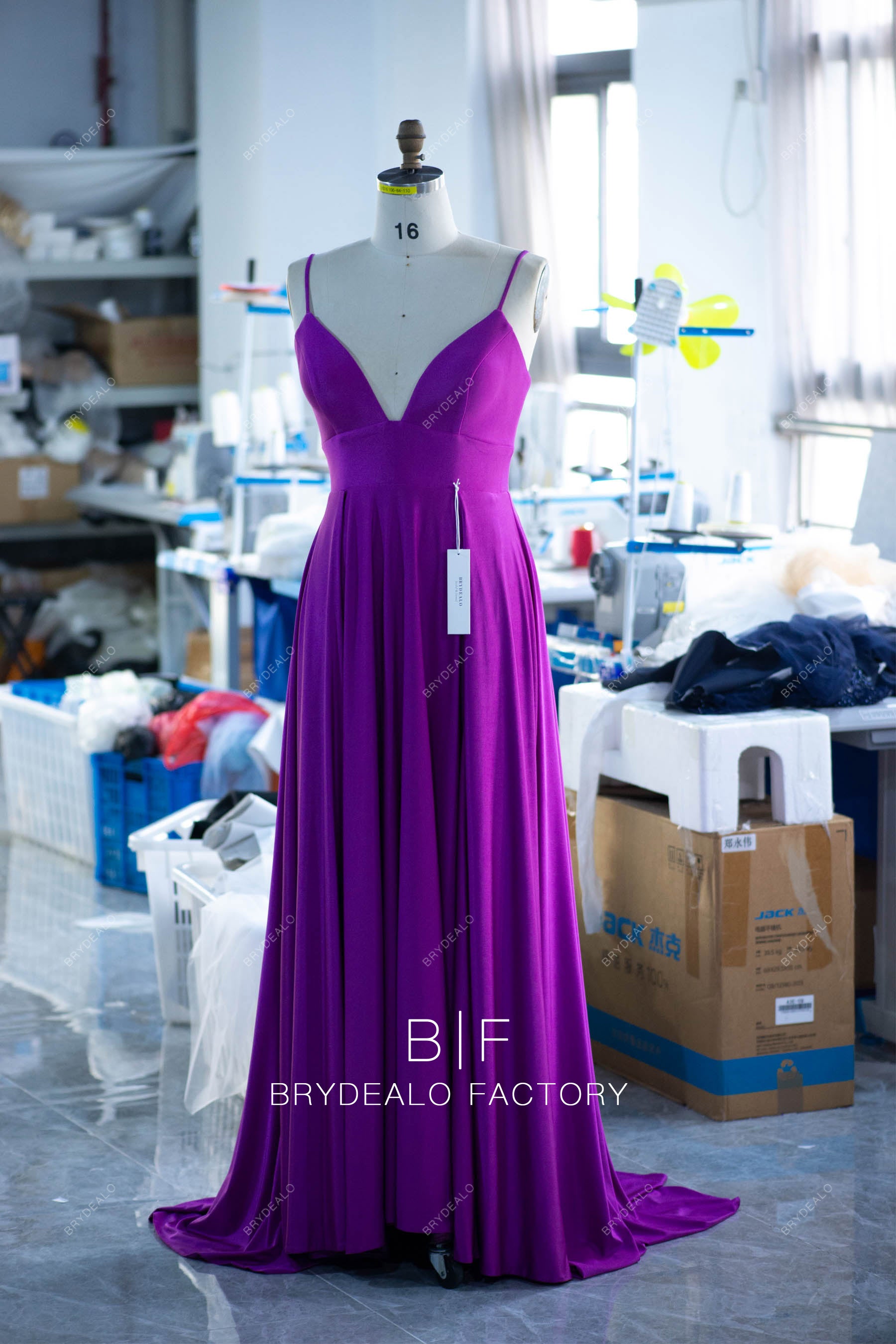 sleeveless A-line jersey prom dress