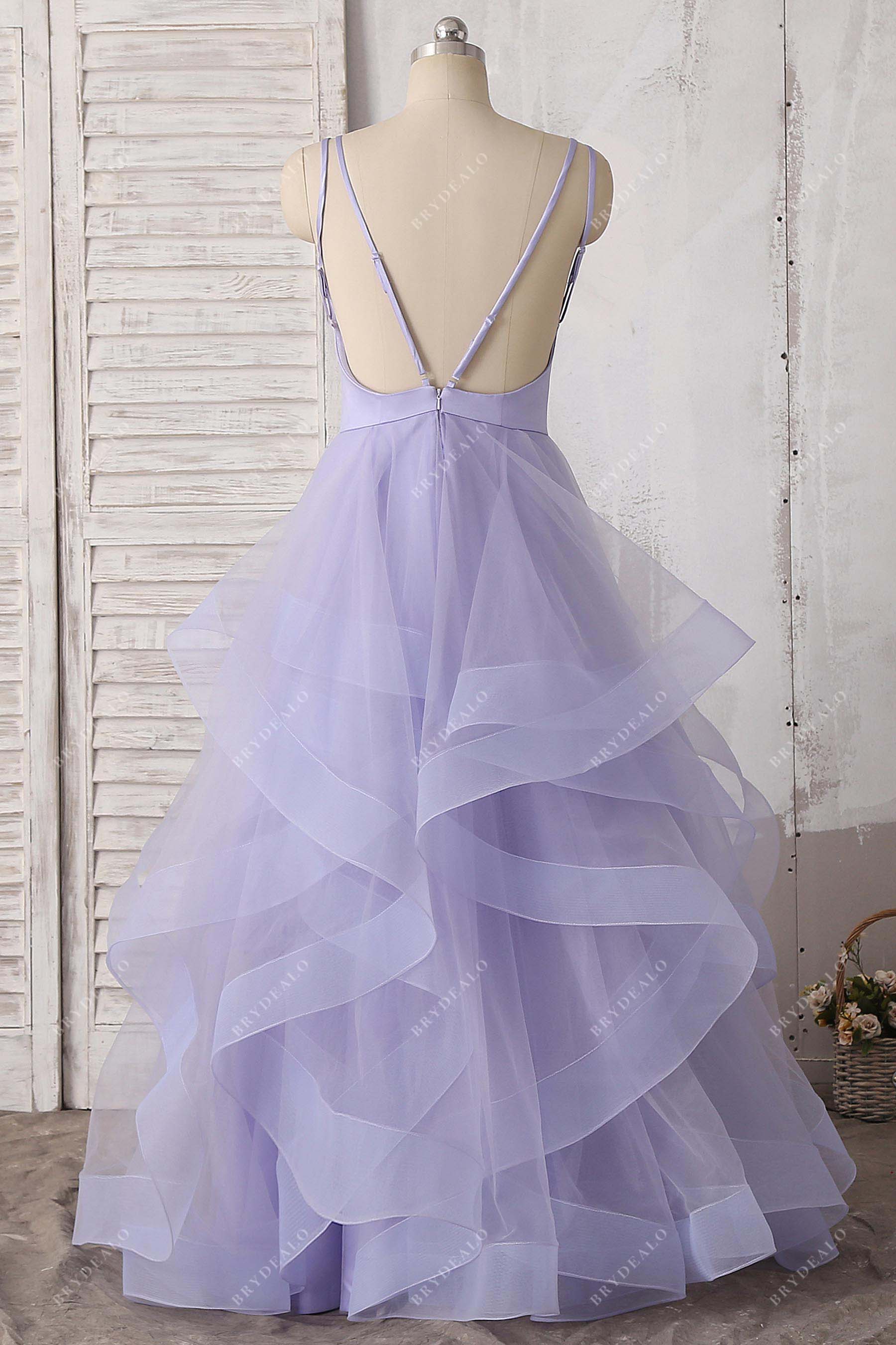 open back tulle A-line prom dress