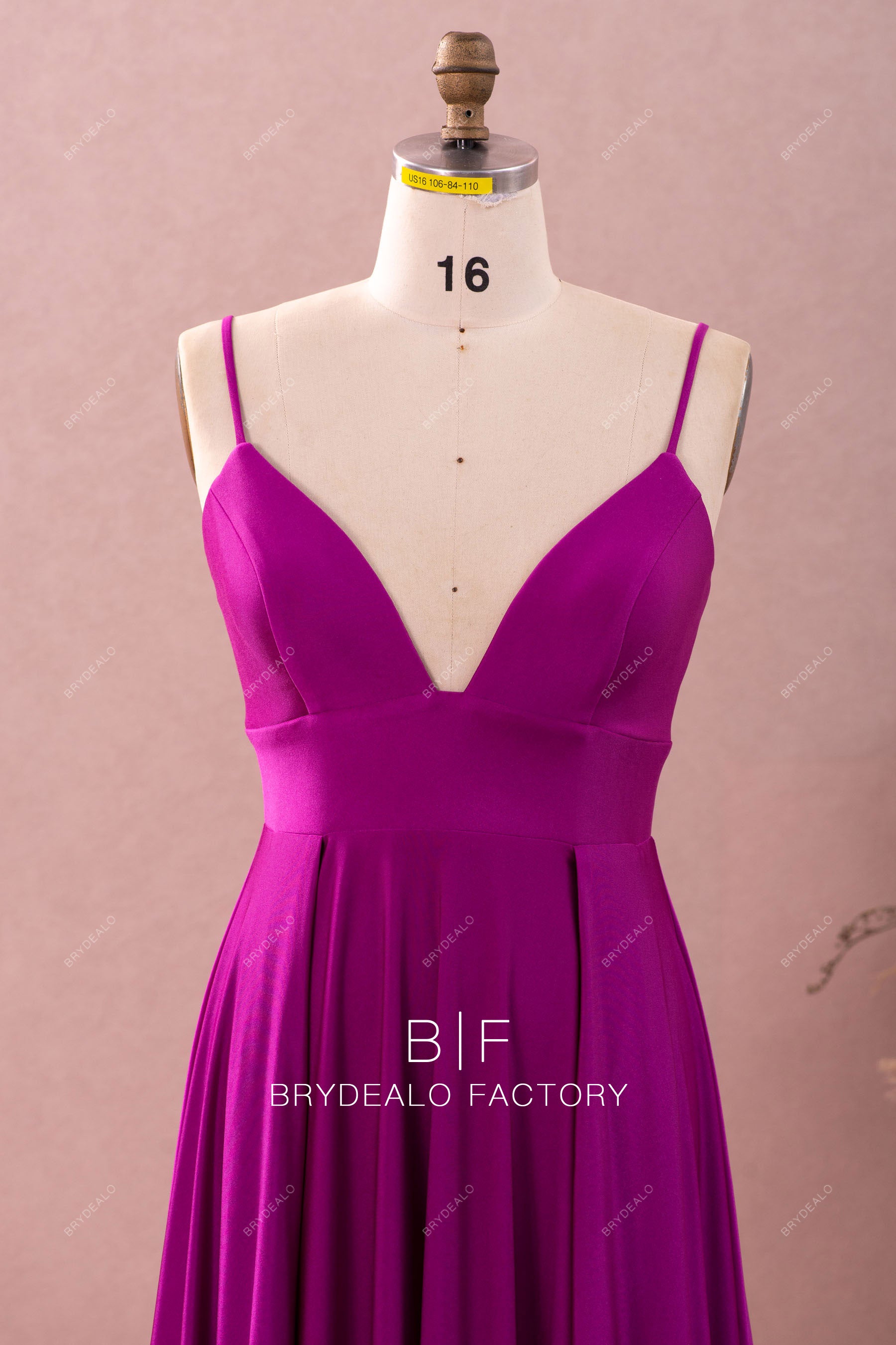 spaghetti straps plunging neck prom dress