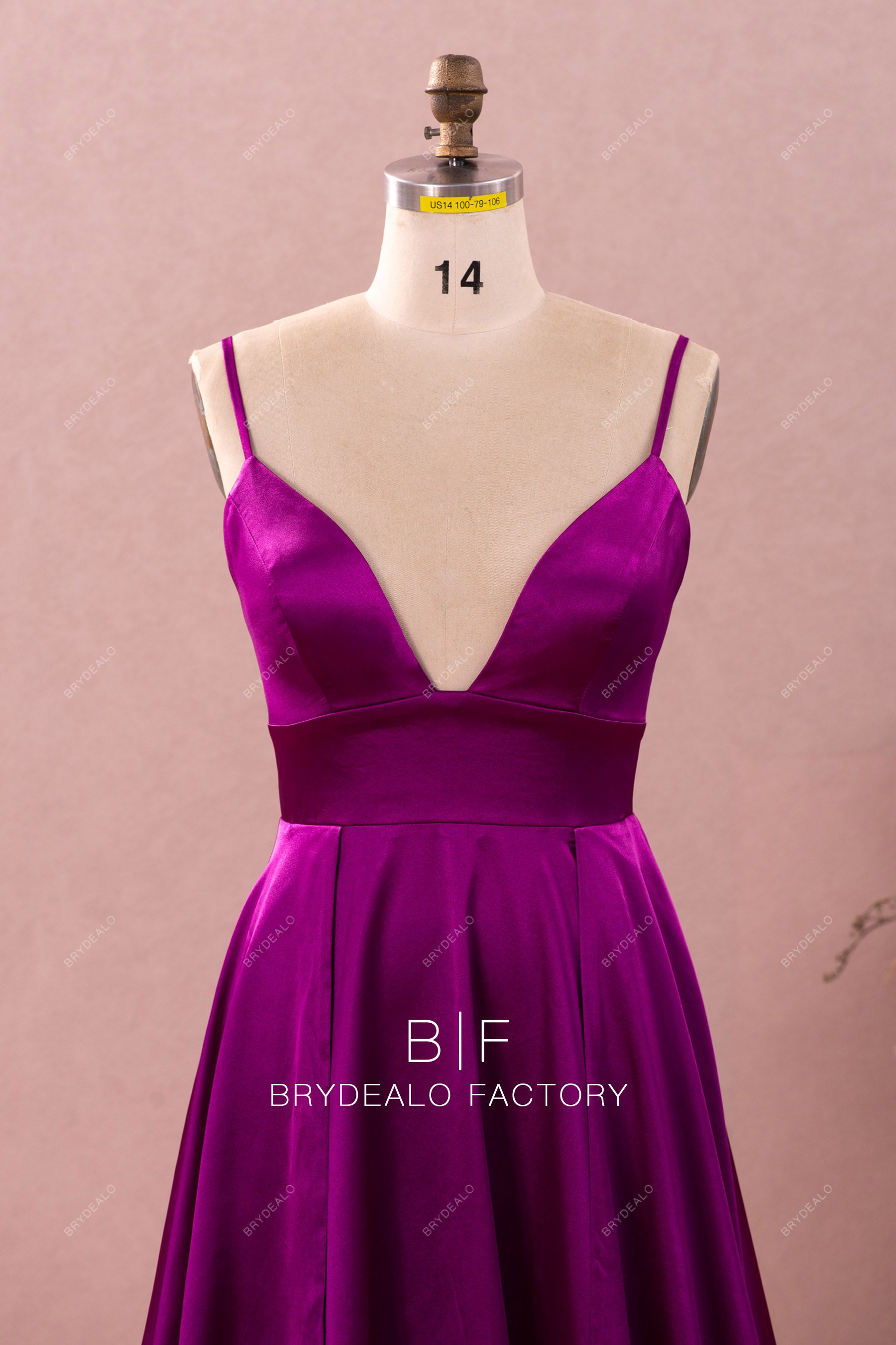 thin straps plunging neck prom dress