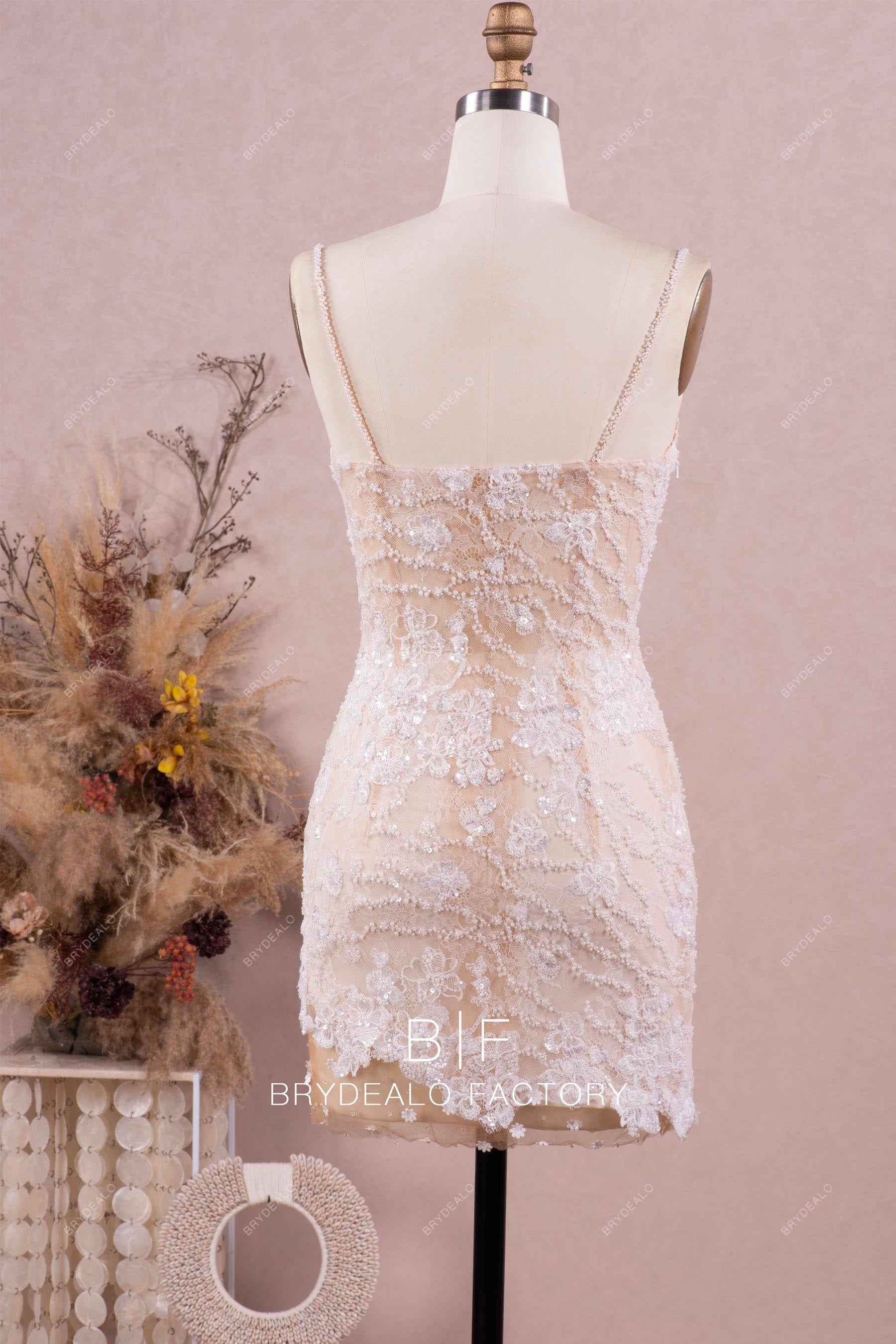thin straps colored wedding after party gown