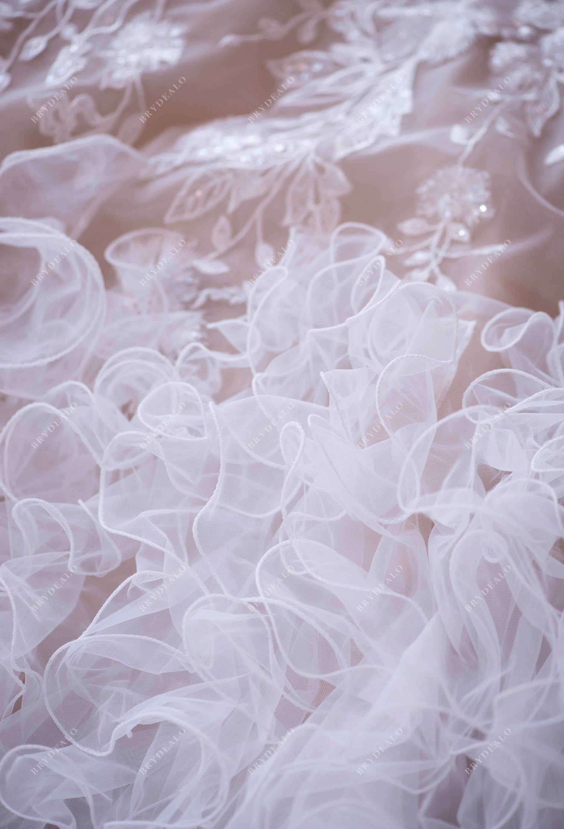 beaded tulle ruffled wedding dress