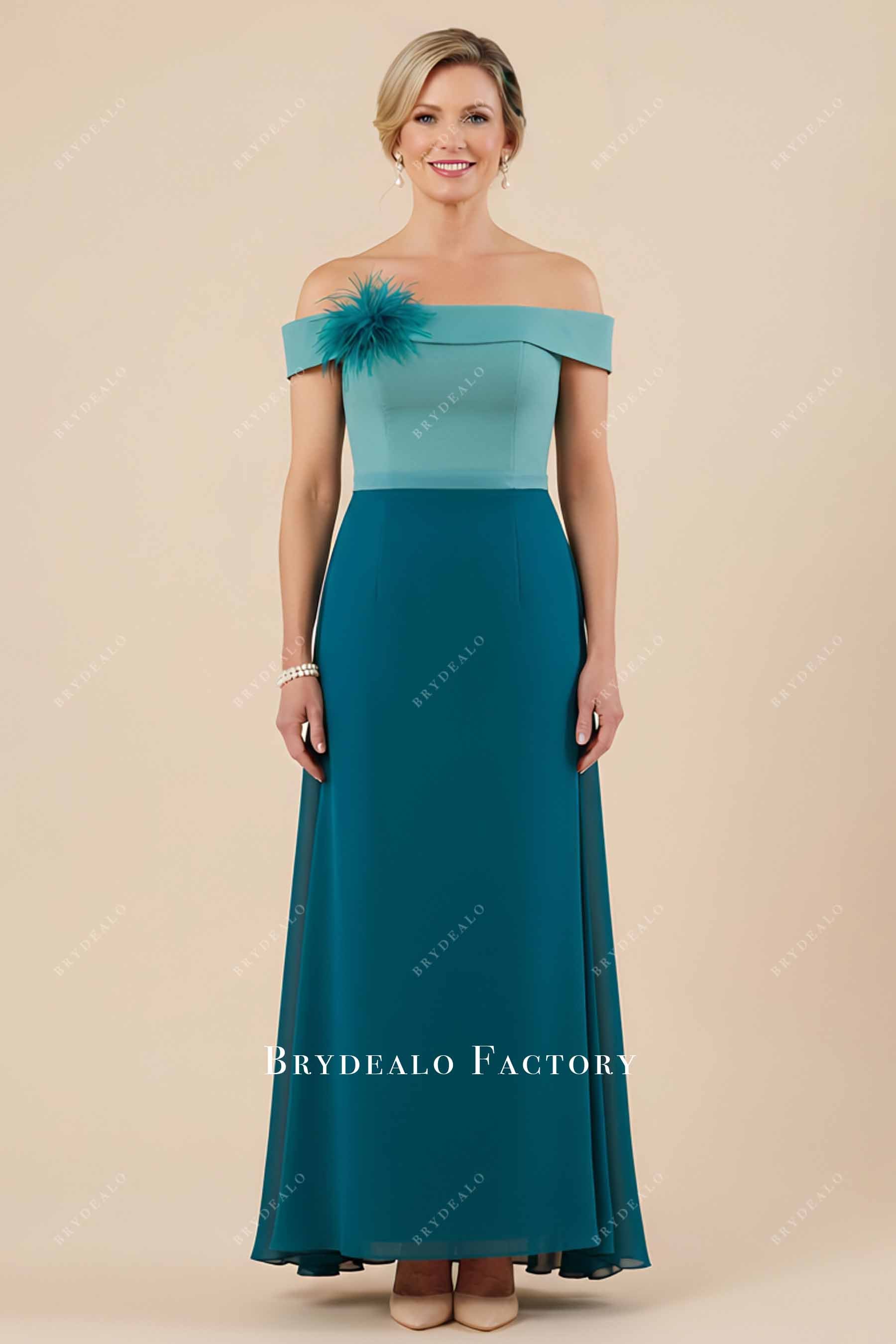 two-tone feather brooch formal dress
