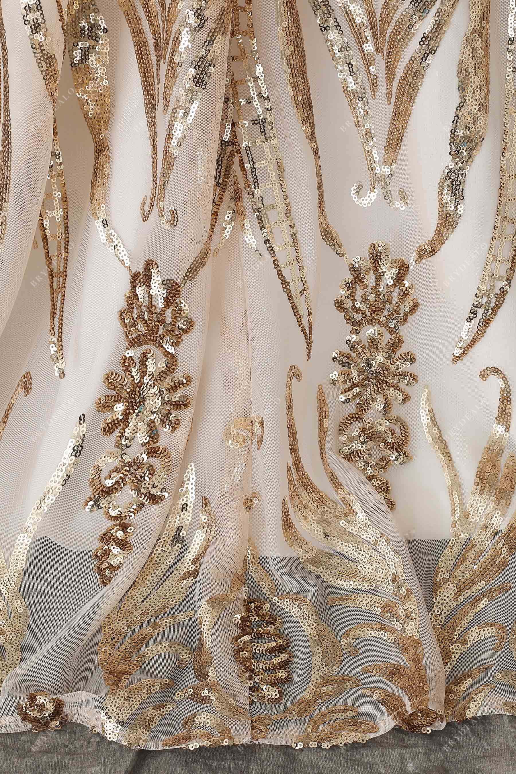 unique sequin gold prom gown