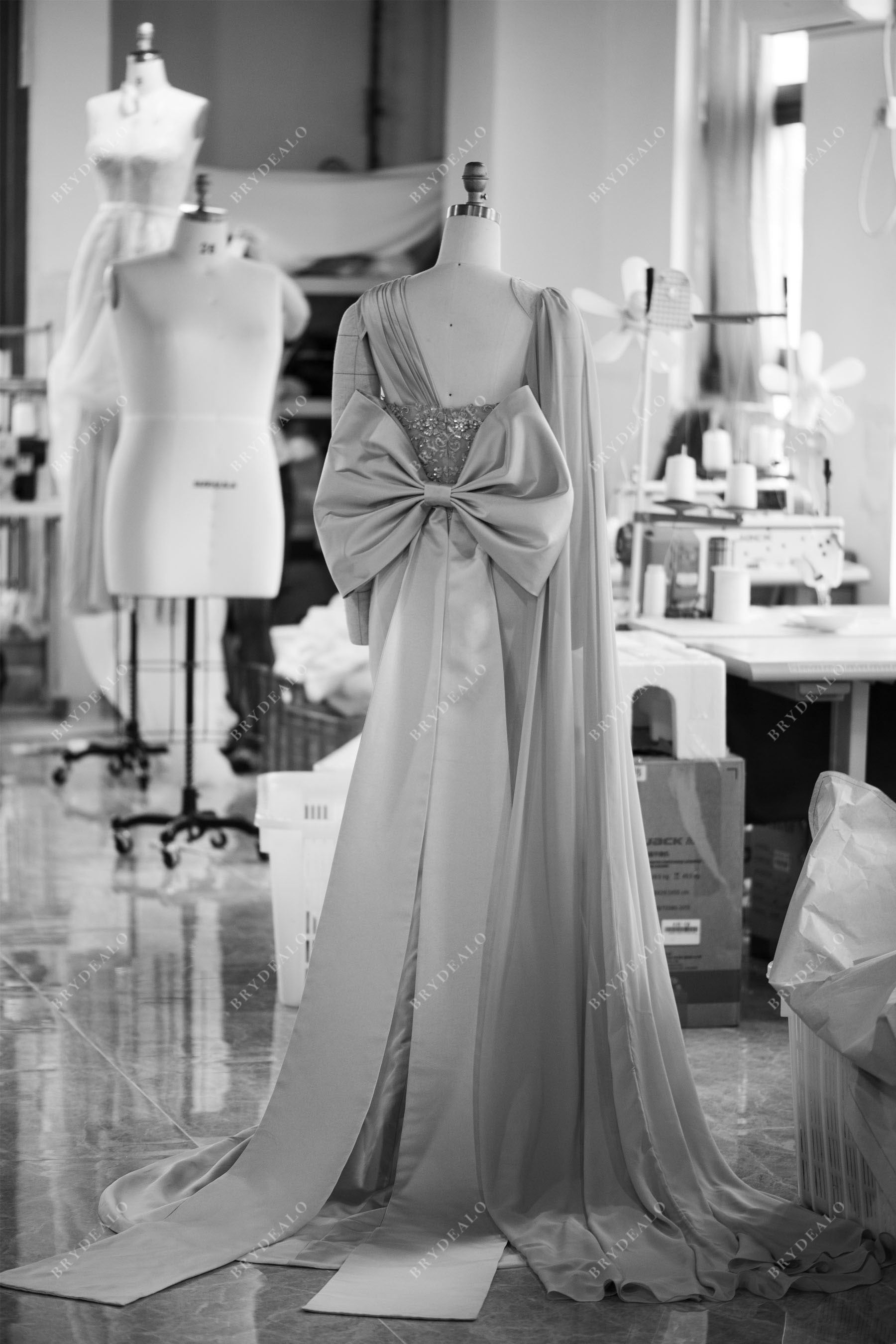 one shoulder bowknot mermaid prom dress 