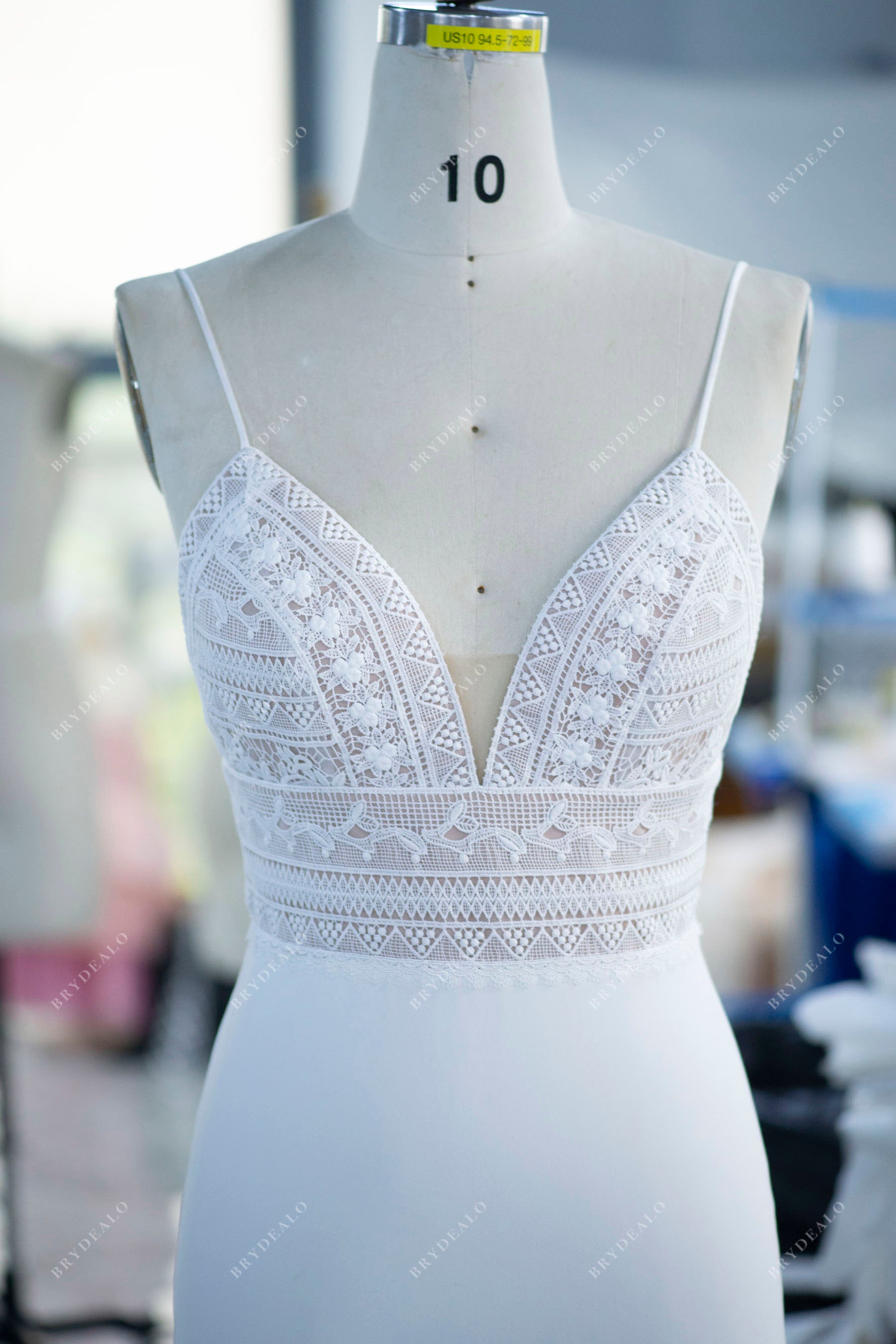 lace top crepe mermaid wedding dress
