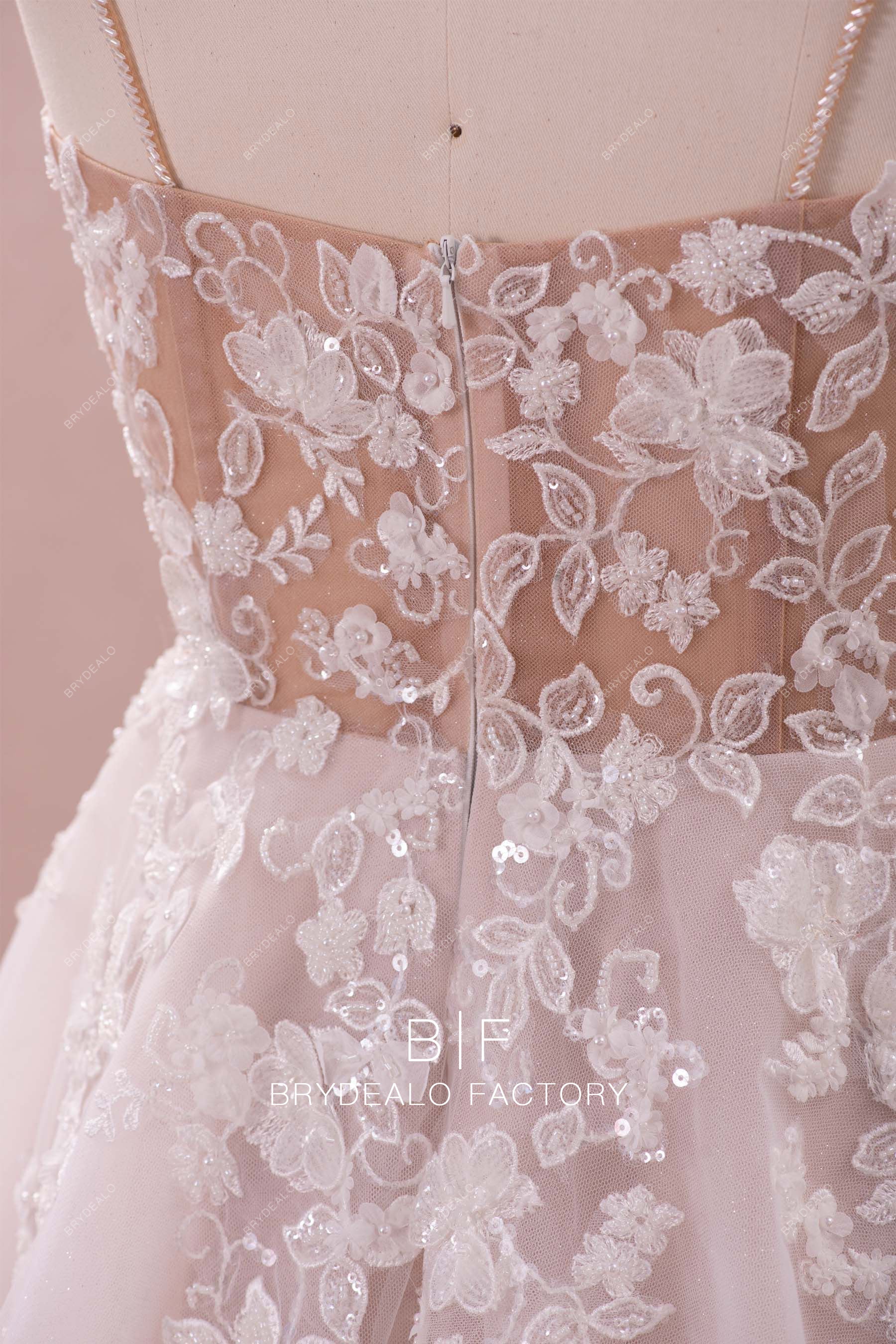 3D beaded flower lace bridal dress