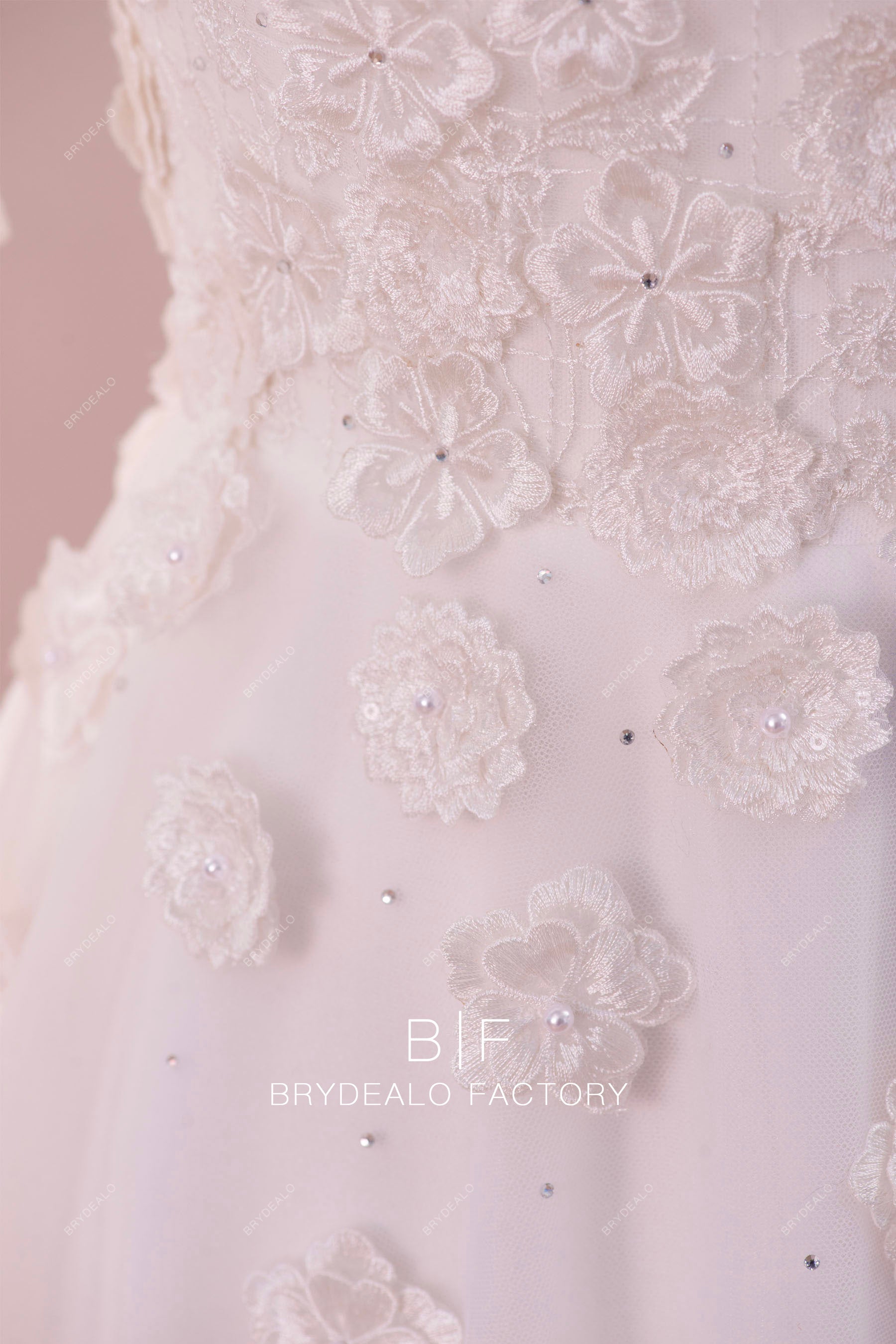 fairy 3D flower bridal lace dress