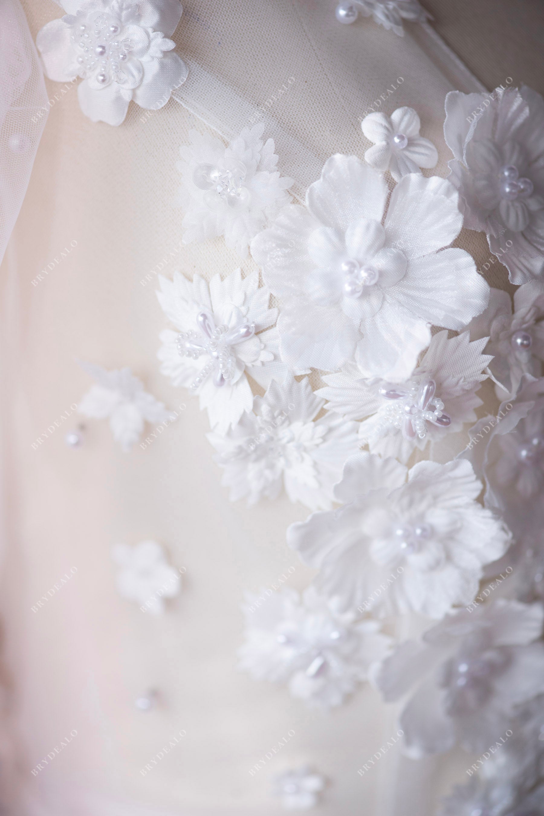 hand-made 3D beaded flowers bridal gown