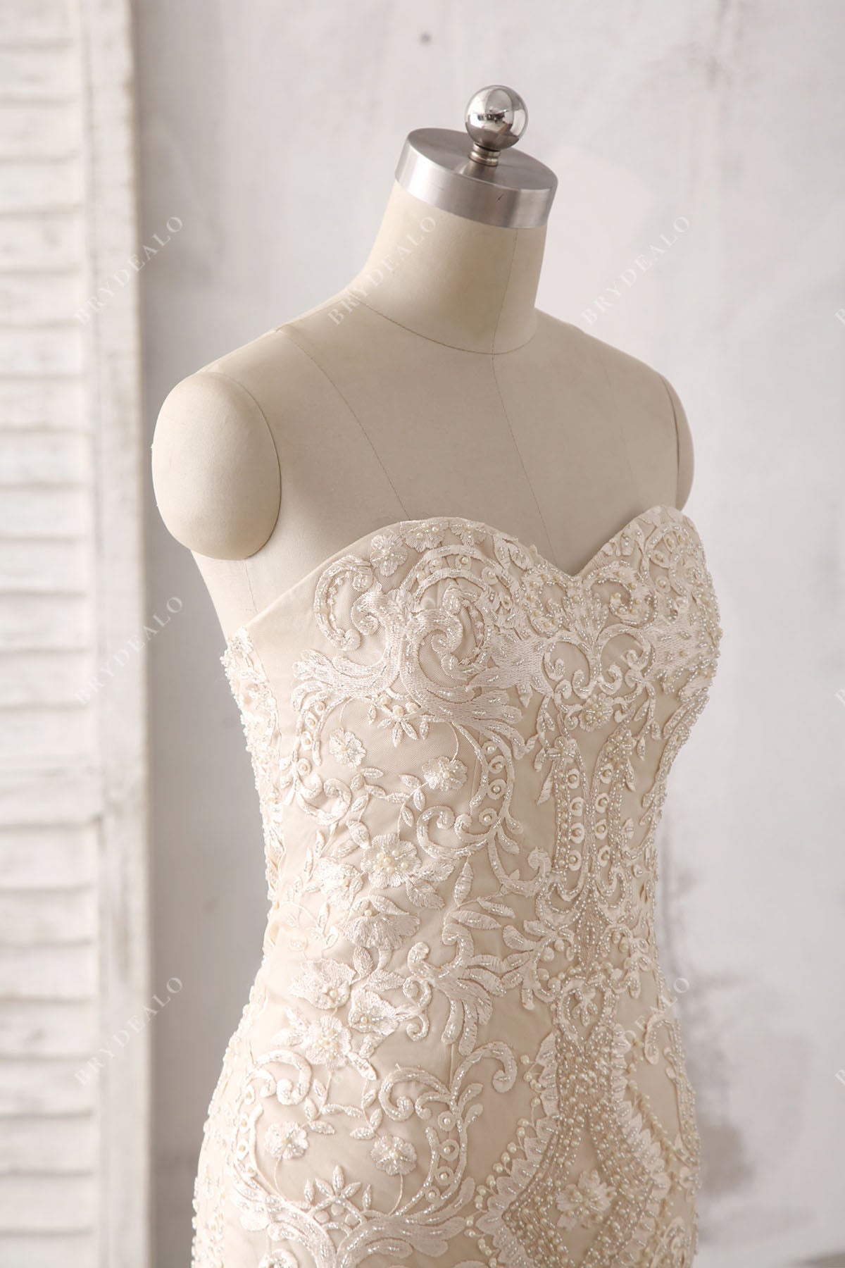 luxury lace beaded strapless bridal dress