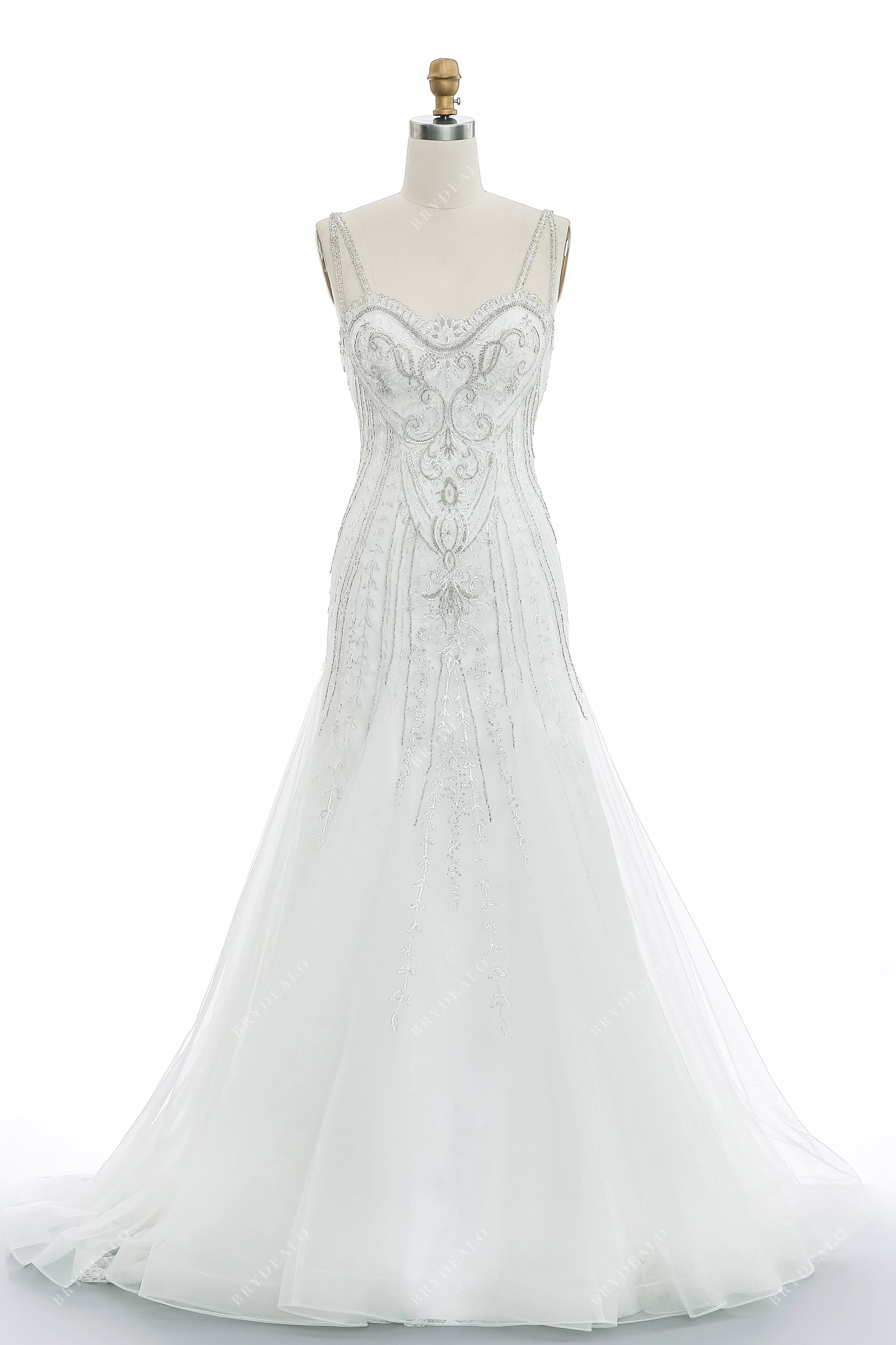 double straps sparkly lace sweetheart designer wedding dress