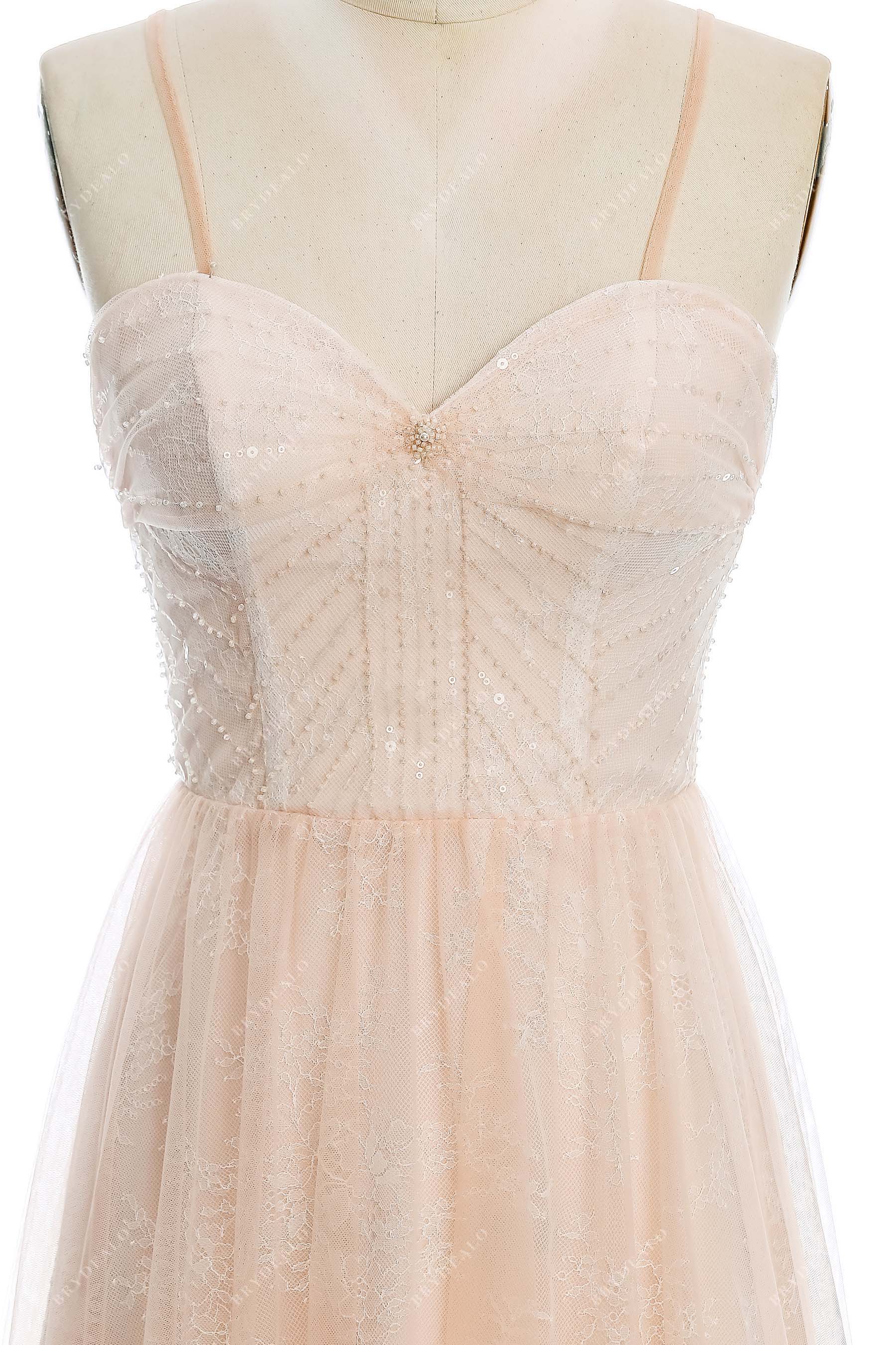 beaded lace sweetheart neck destination wedding dress