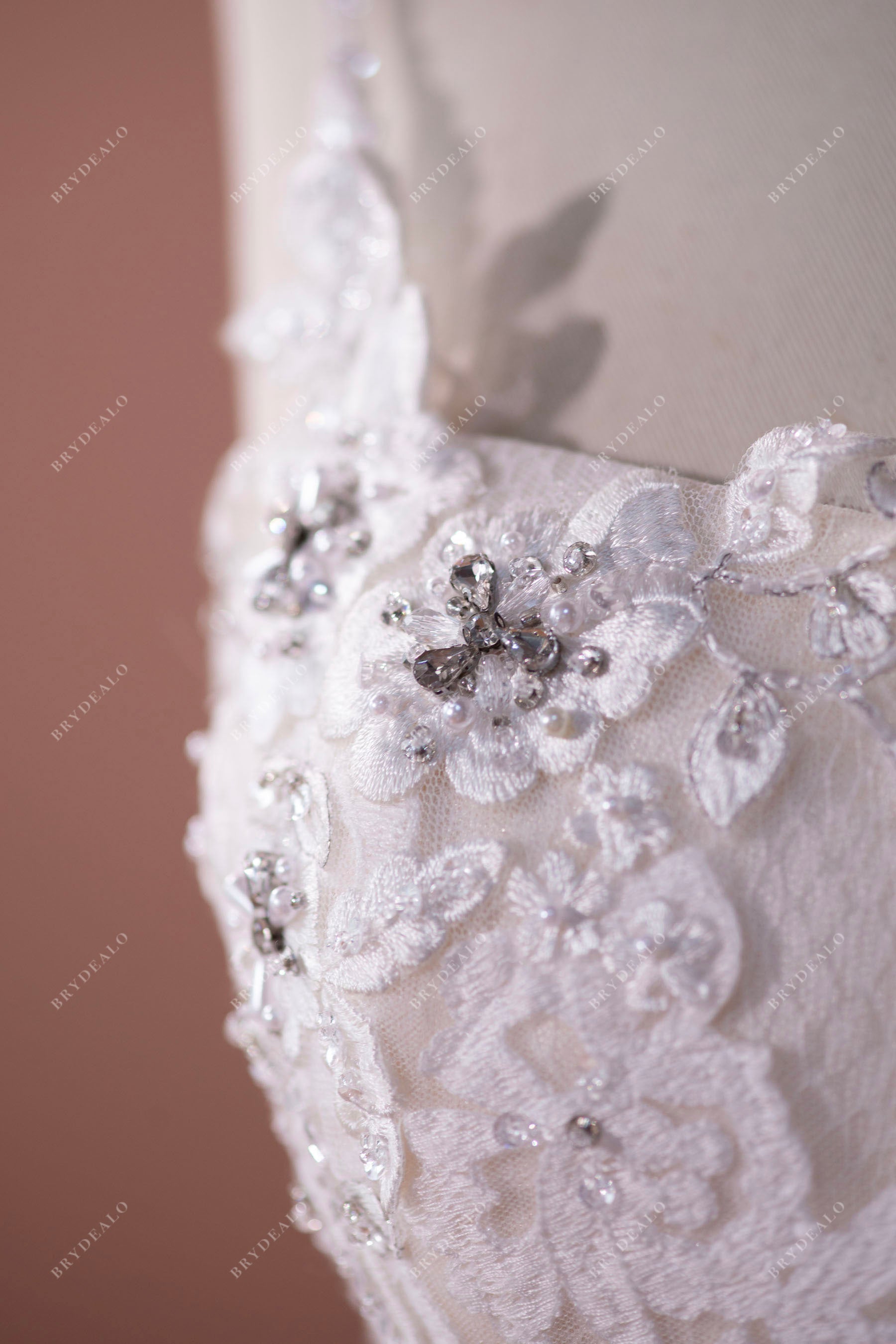 Beaded One Shoulder Lace Tulle Long A-line Wedding Dress Brydealo Beaded One Shoulder Lace Tulle Long A-line Wedding Dress Brydealo