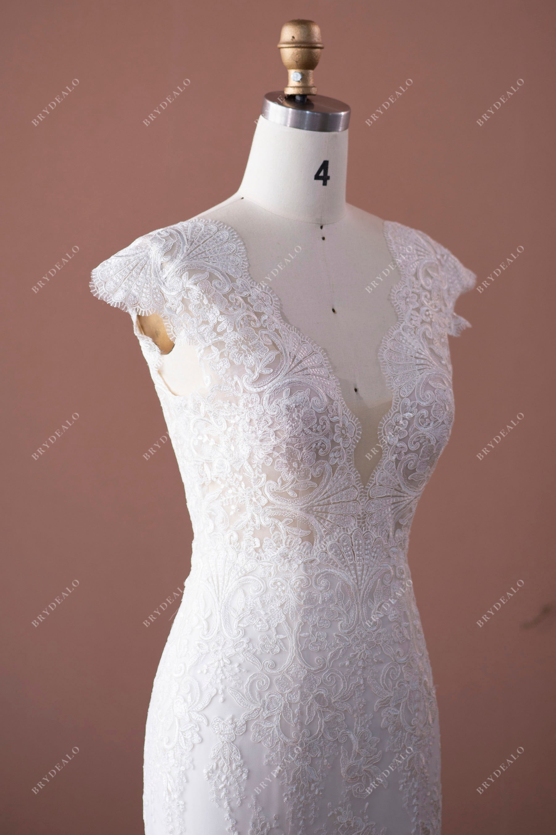 chic cap sleeves lace bridal gown
