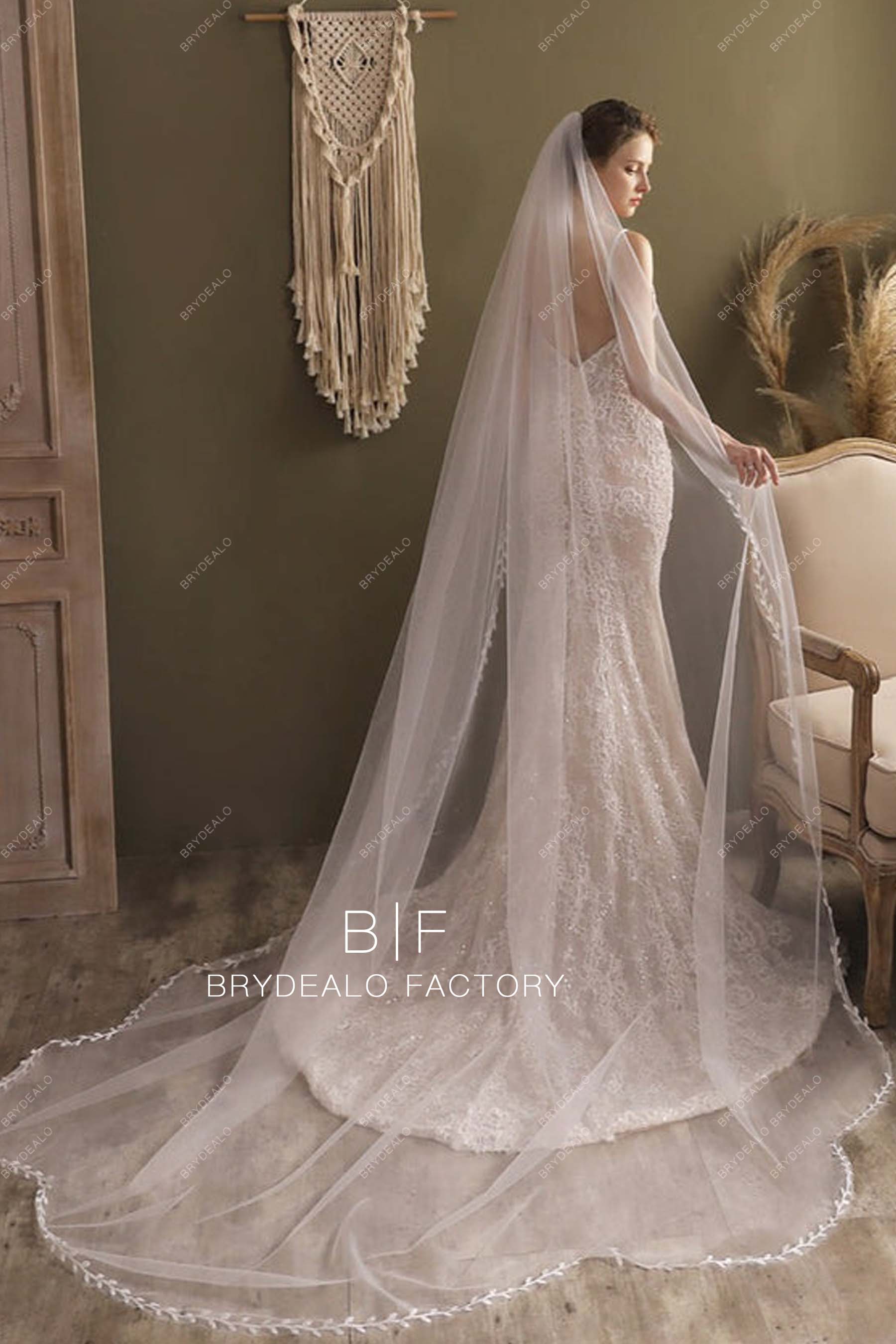 Brydealo Factory Two-Tier Cathedral Length Ruffled Bridal Veil