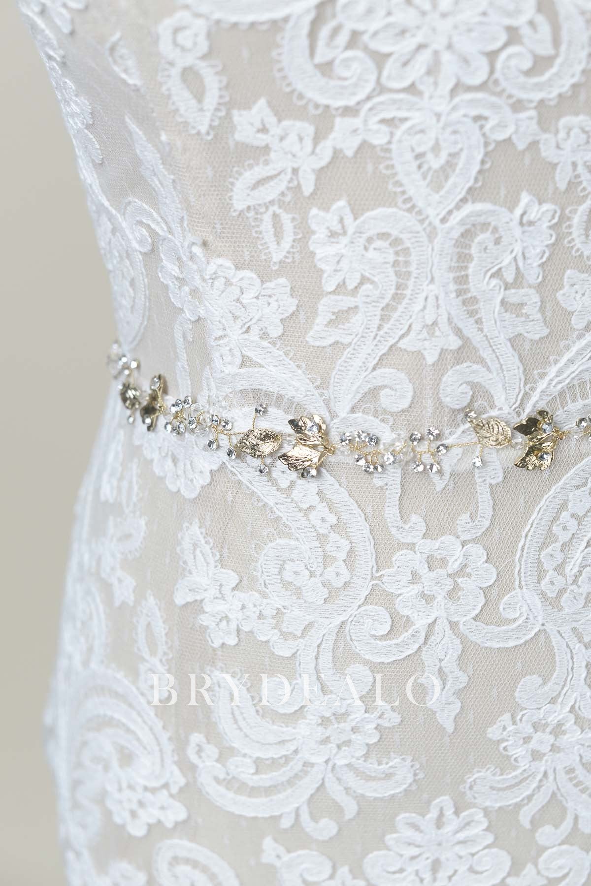 Delicate Gold Silver Crystal Bridal Sash Online