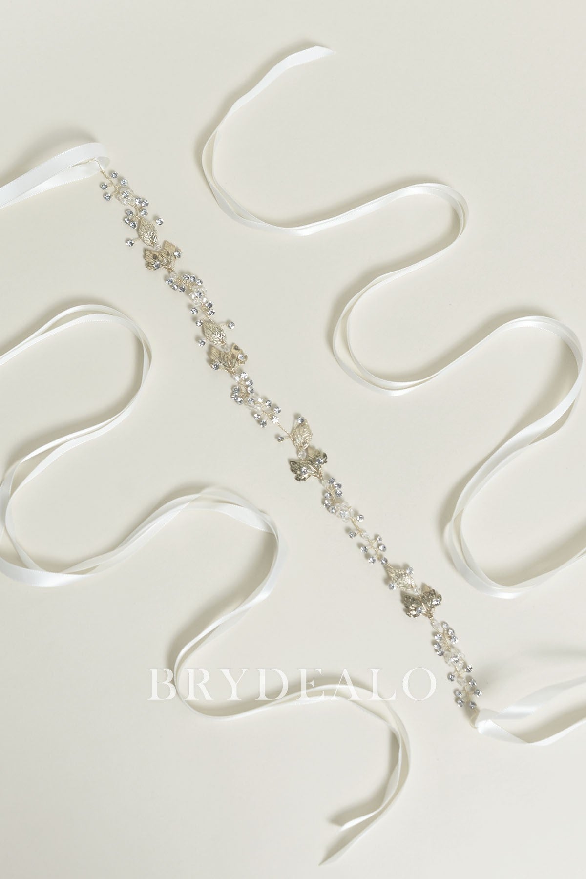 Best Ivory Satin Gold Silver Crystal Bridal Sash Online
