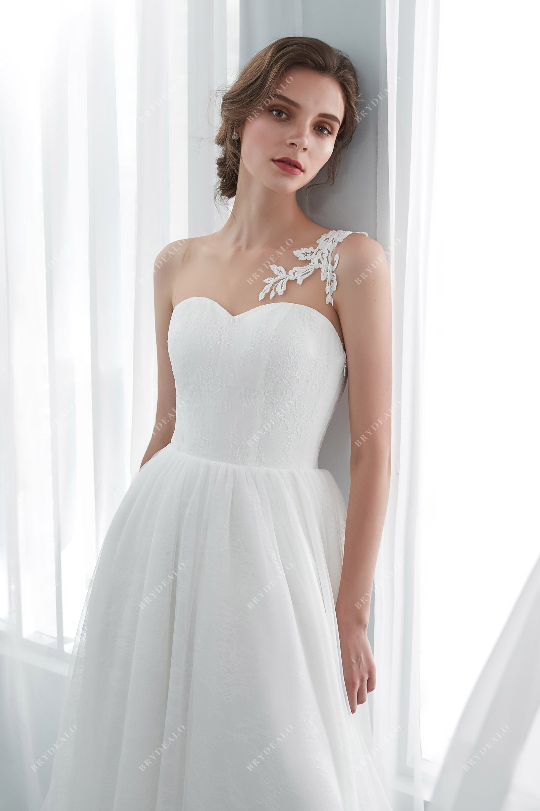 Best Designer Beaded Lace Illusion Neck Bridal Gown