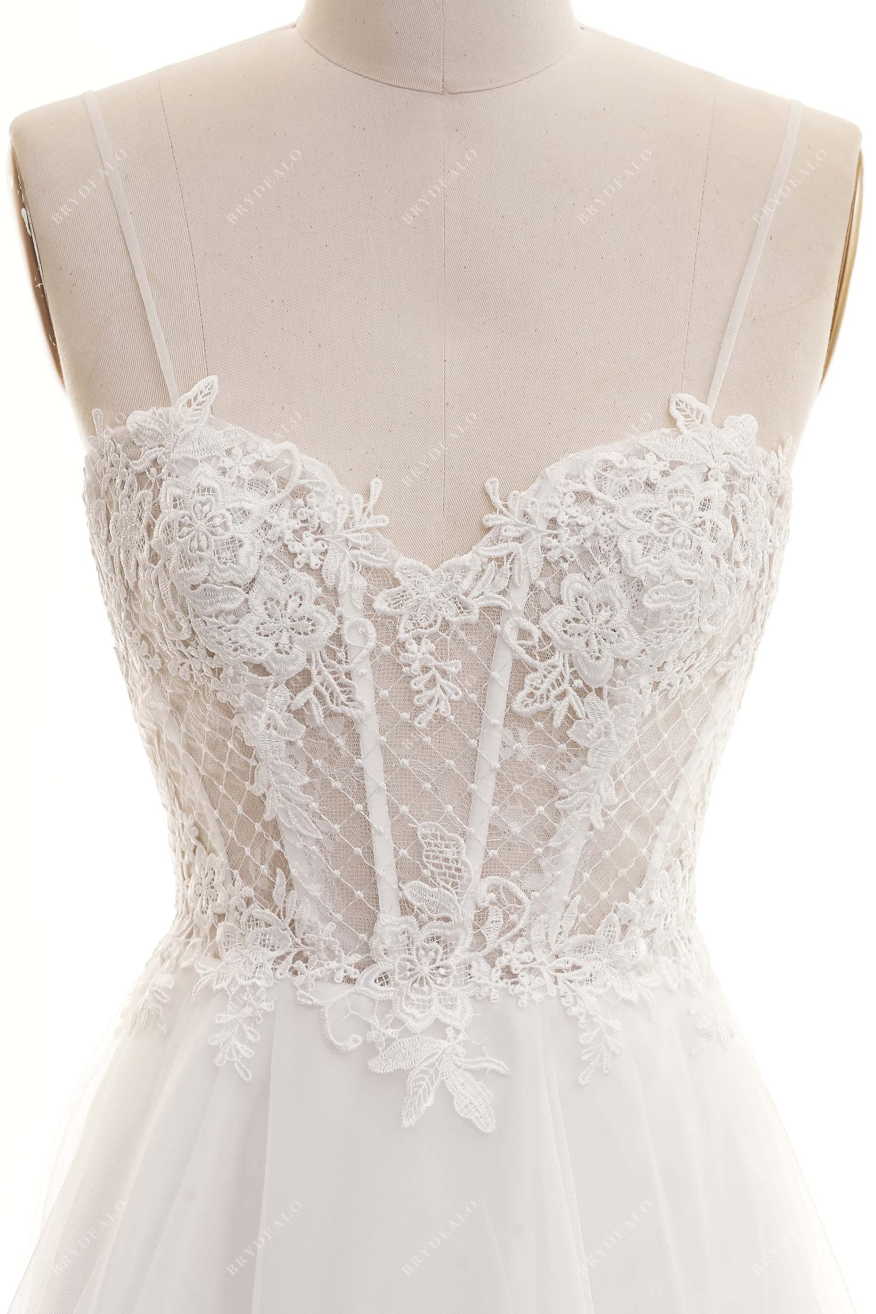 Dotted Sheer Corset Sweetheart Informal Bridal Dress
