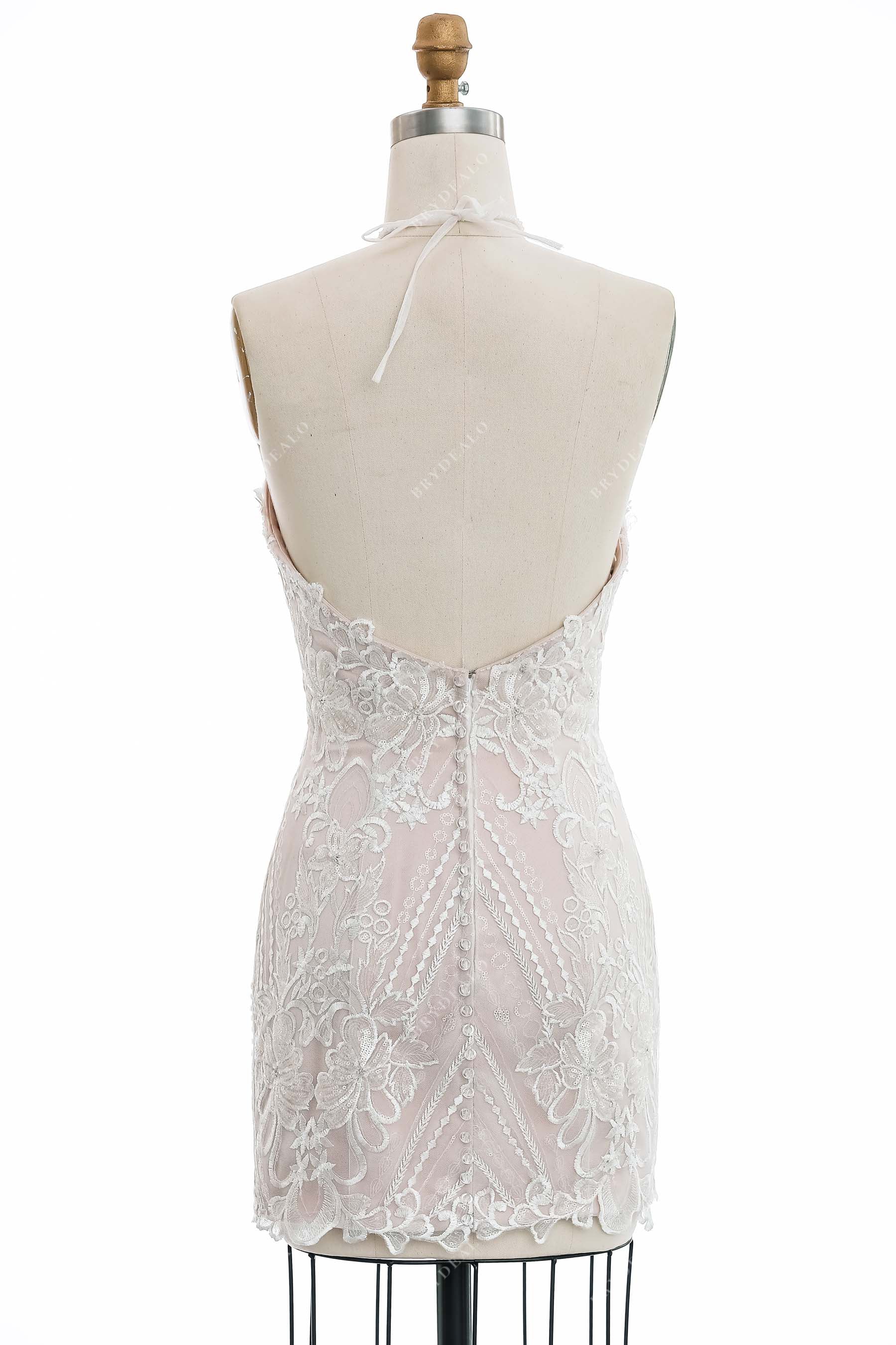 Stylish Beaded Lace Pink Bodycon Wedding Dress with Overskirt Brydealo Stylish Beaded Lace Pink Bodycon Wedding Dress with Overskirt Brydealo