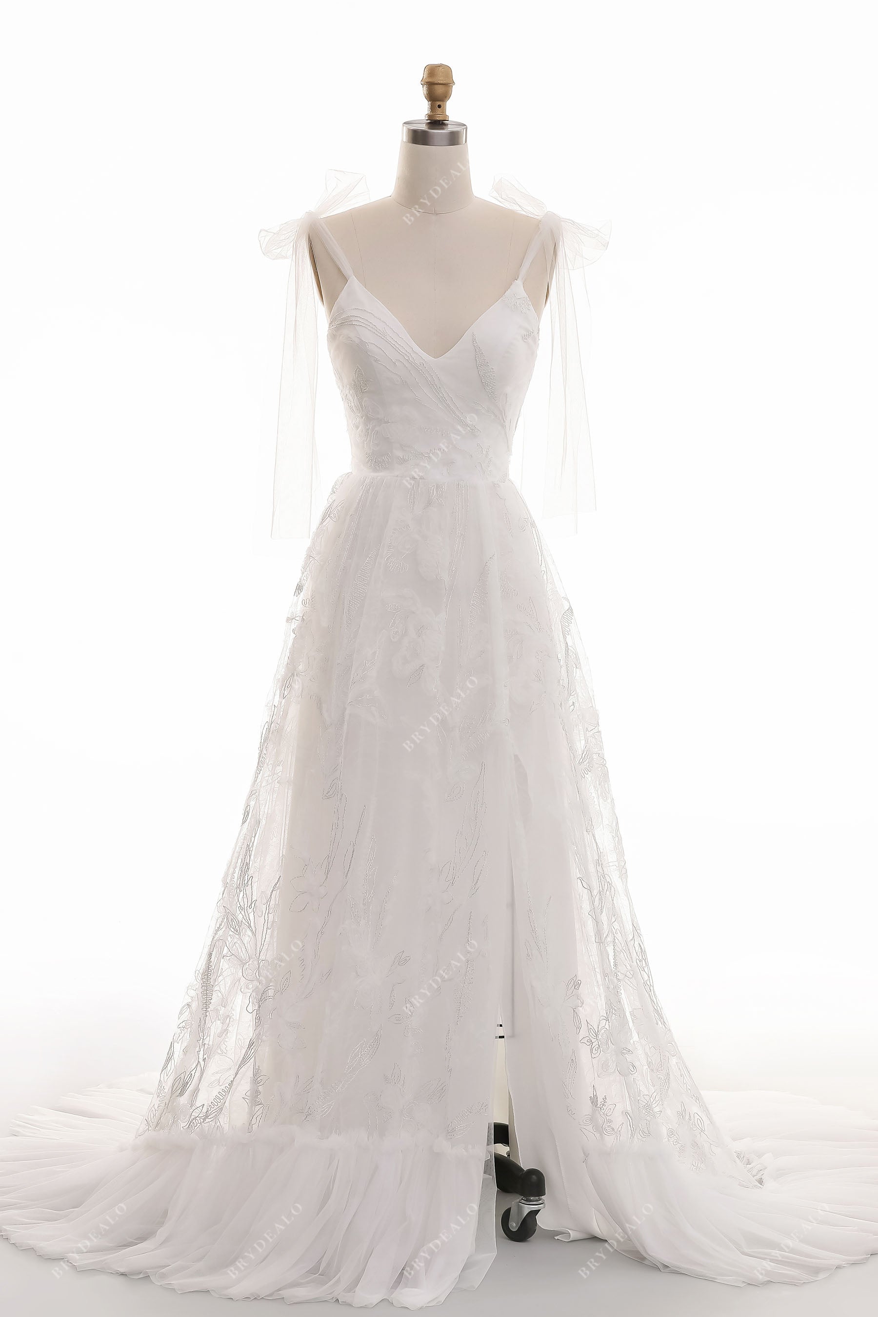 sleeveless spaghetti straps beach bridal gown