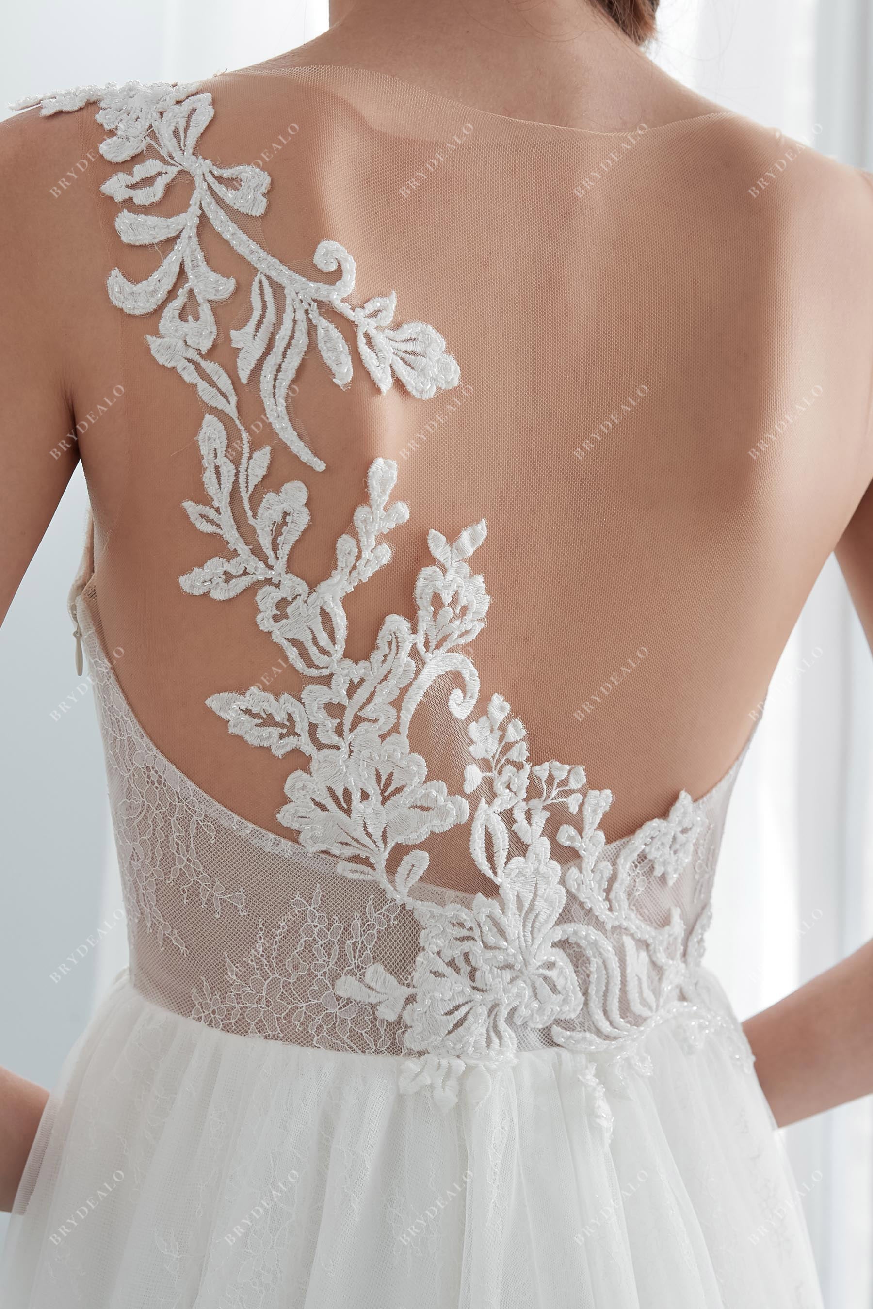 Designer Beaded Lace Back Bridal Gown Online