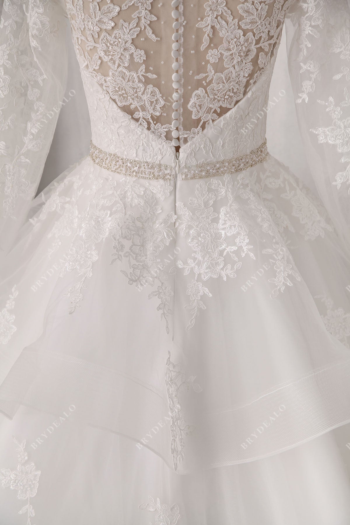illusion lace back wedding gown