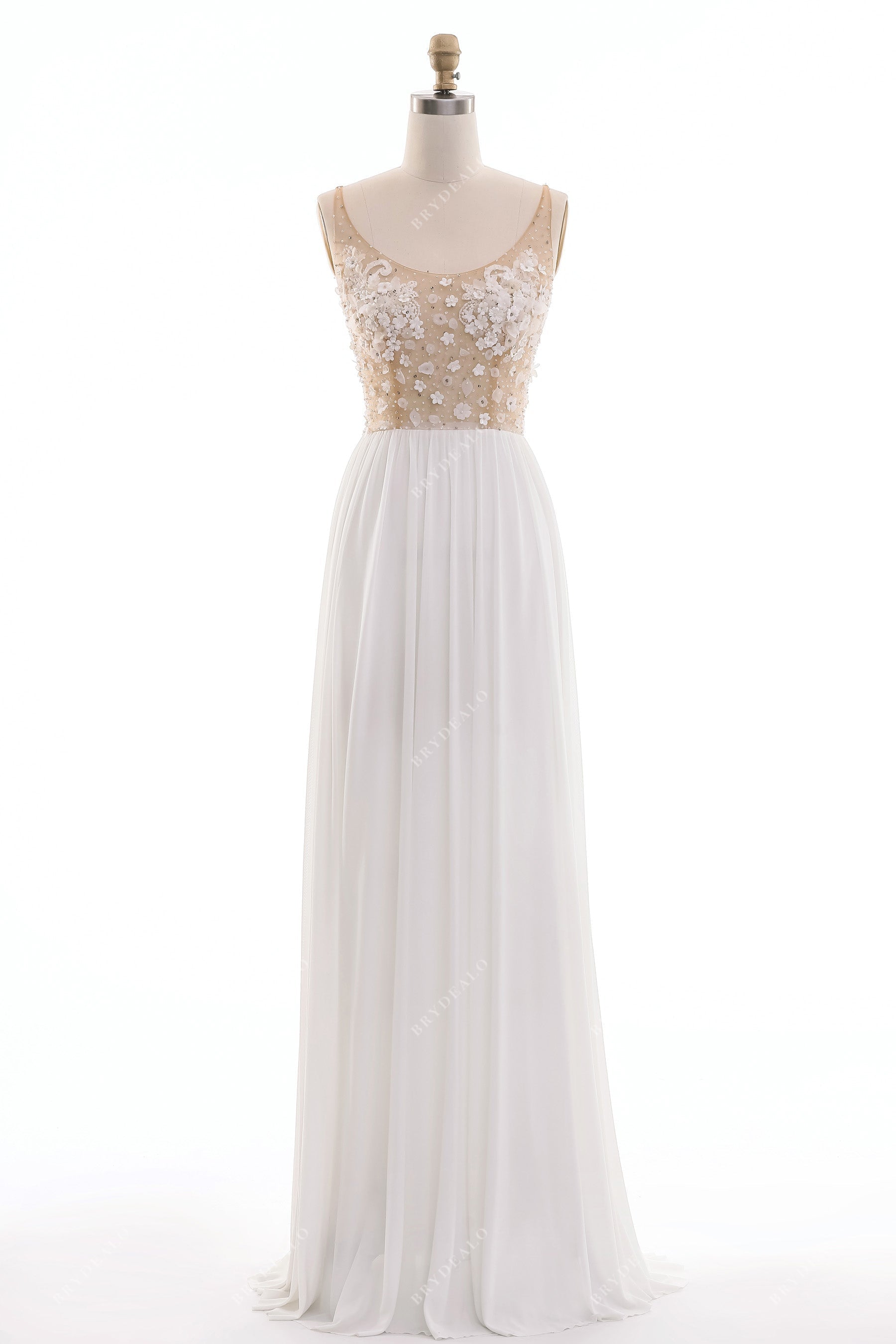 Fairy Floral Crystal Bodice Beach Bridal Gown Brydealo Fairy Floral Crystal Bodice Beach Bridal Gown Brydealo