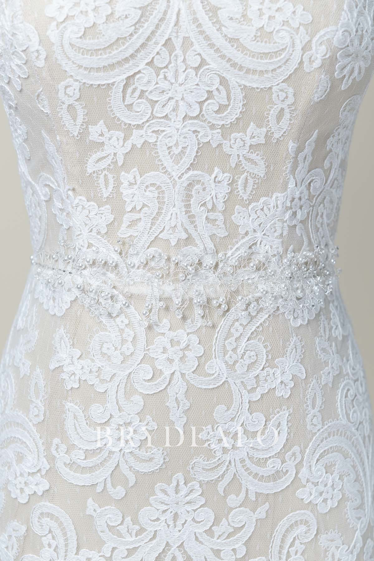 Vintage Ivory Crystal Pearl Bridal Sash 