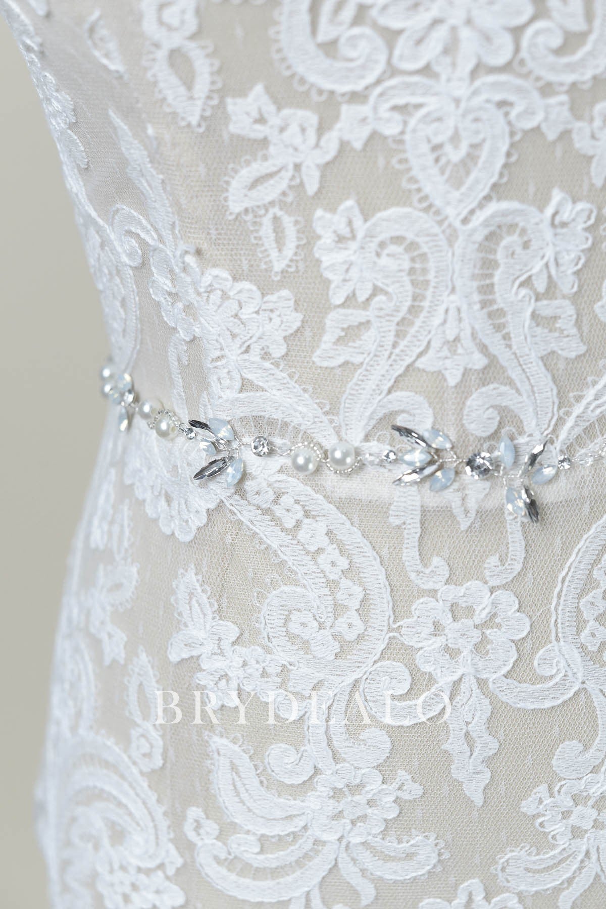 Silver Dusty Blue Rhinestones Belt 