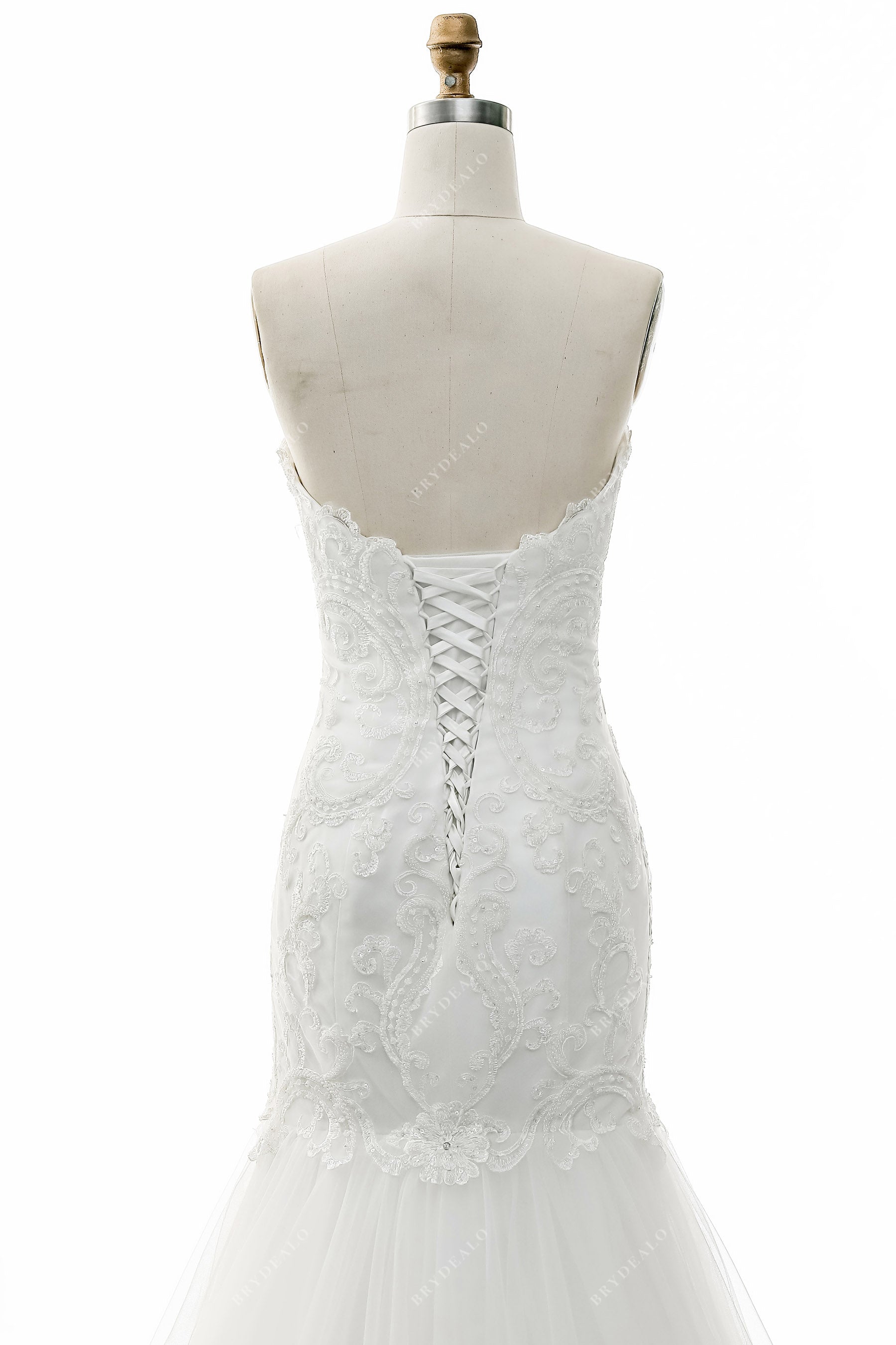 Lace corset tulle open back spring wedding dress