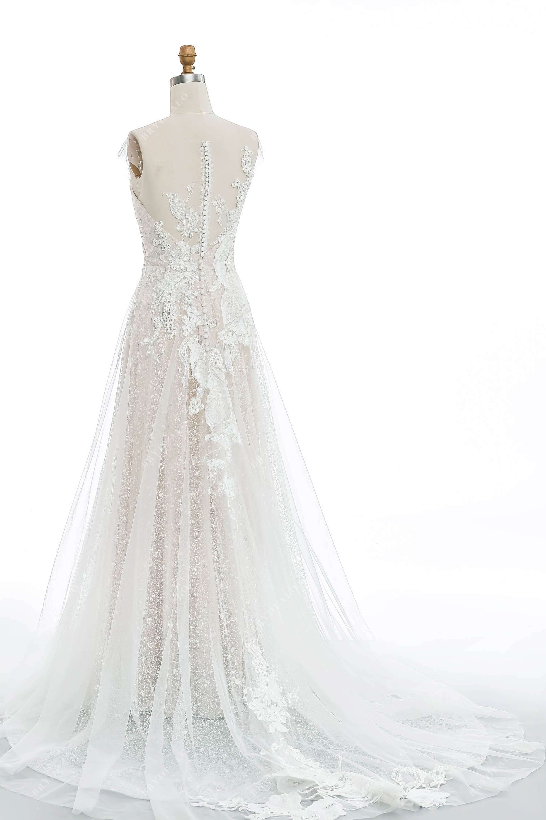 custom illusion back A-line bridal gown