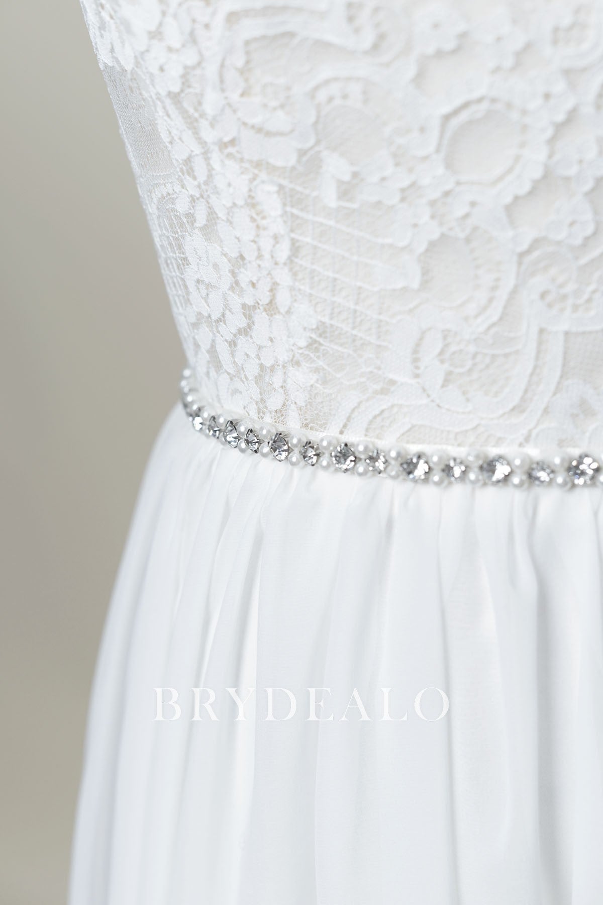 Trendy Pearls Crystals Wedding Sash 