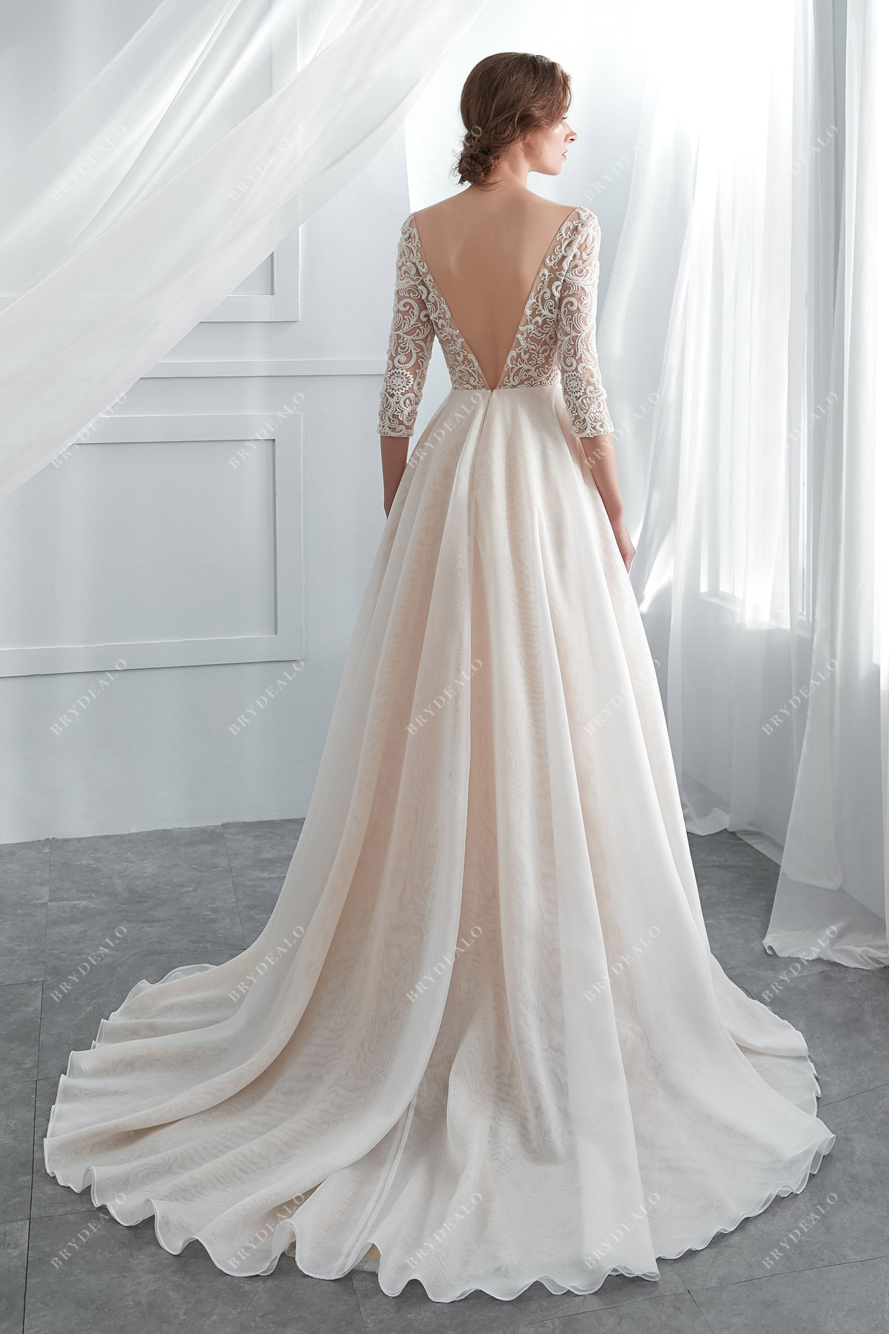 Open Back Lace Modern Wedding Dress