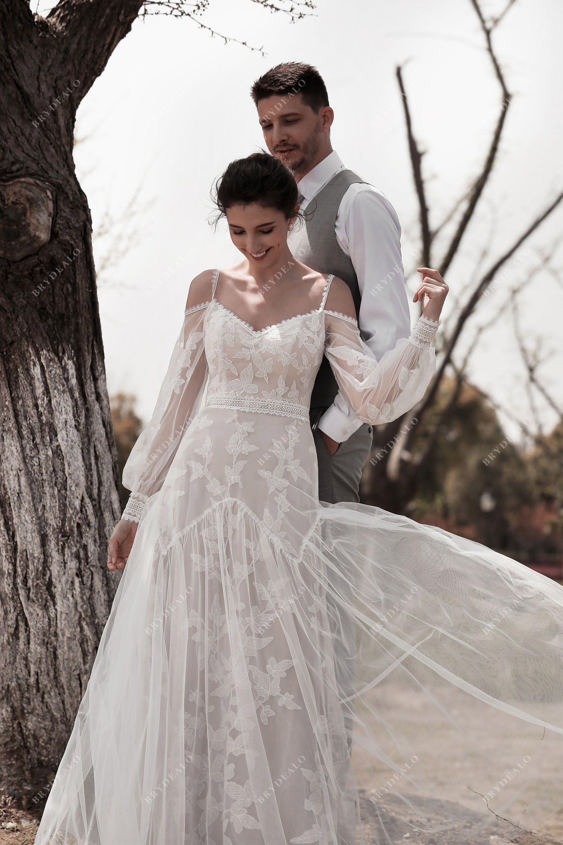Butterfly Lace Tulle Boho Wedding Dress Butterfly Lace Tulle Boho Wedding Dress