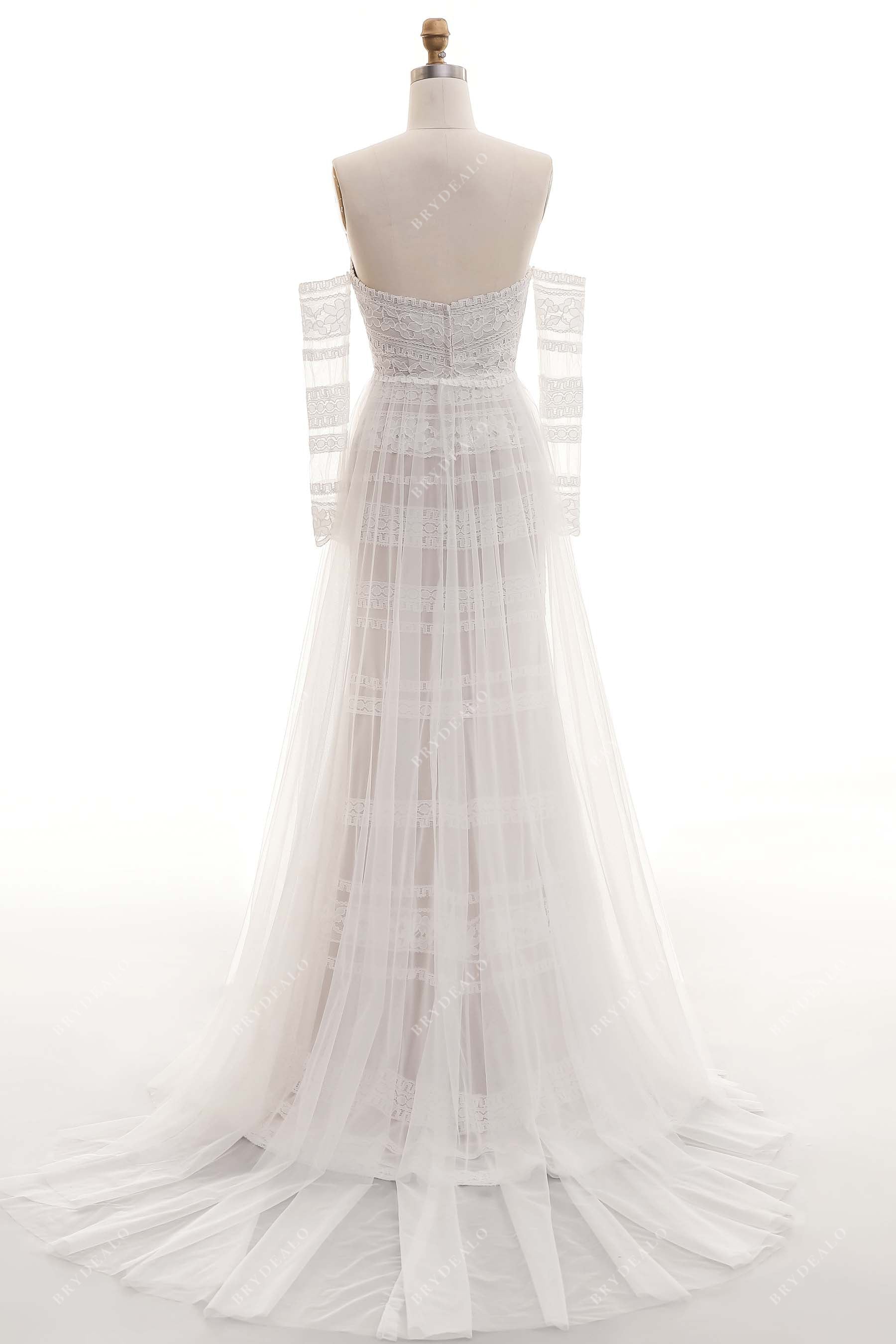 long train modern lace sheath bridal dress