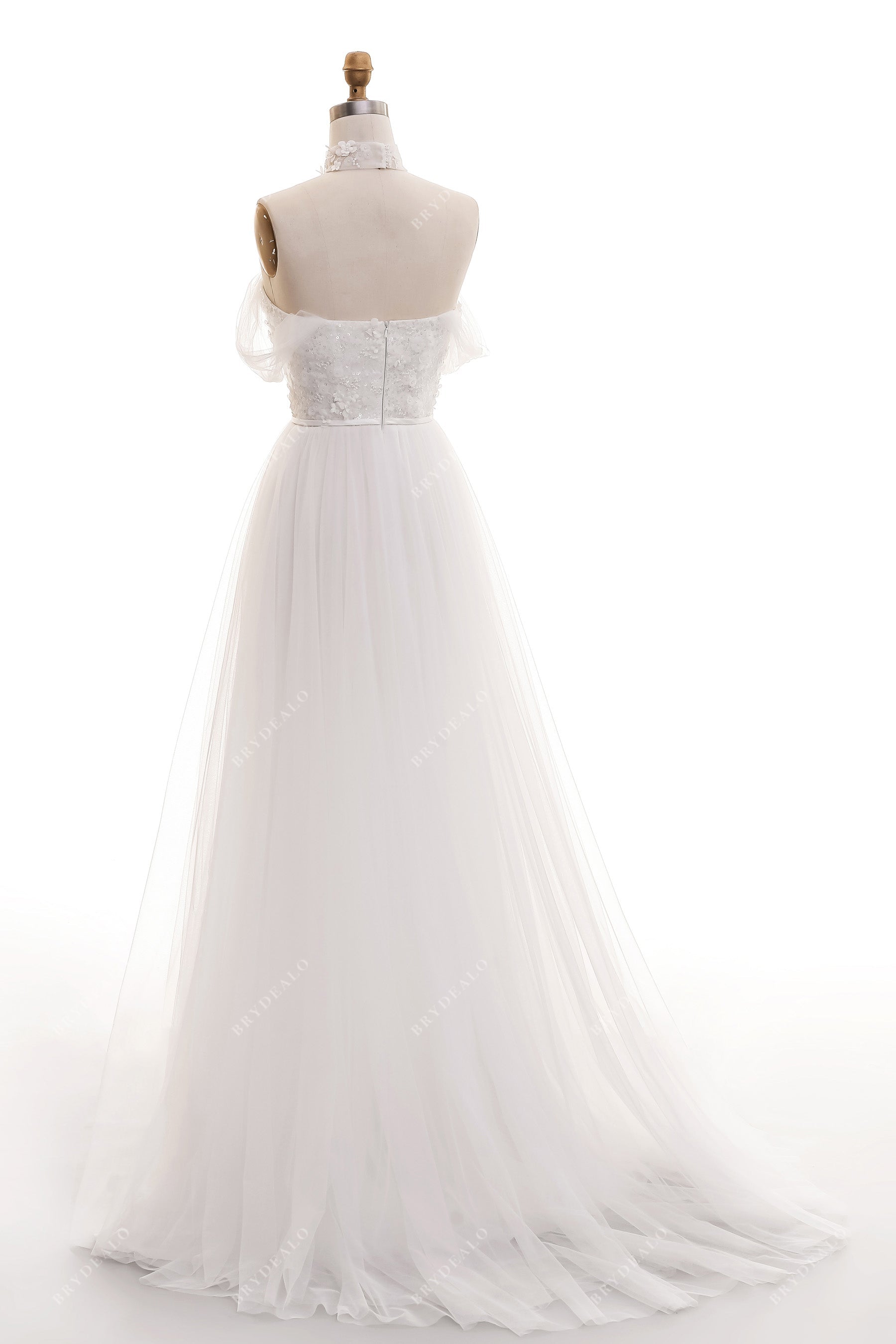 Designer Lace A-line Summer Off Shoulder Wedding Dress