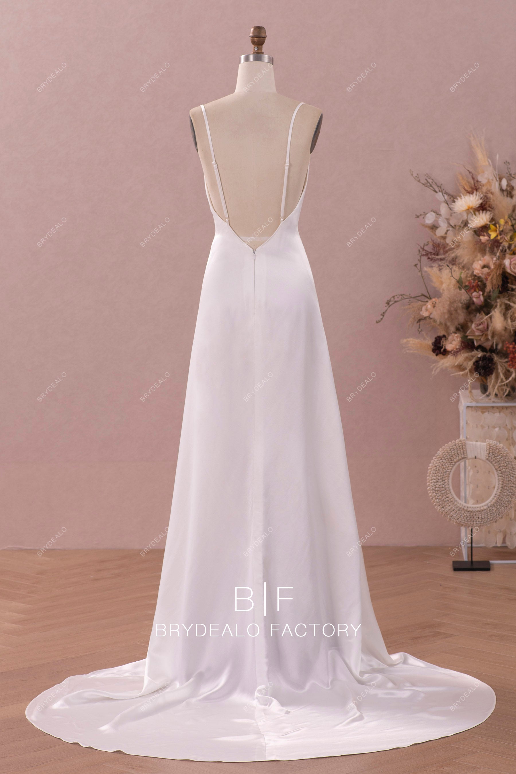 Backless Slip Wedding Dress Silk Silk Slip Wedding Dress, Low Back Wedding Dress, Minimal Wedding Backless Slip Wedding Dress Silk Silk Slip Wedding Dress, Low Back Wedding Dress, Minimal Wedding