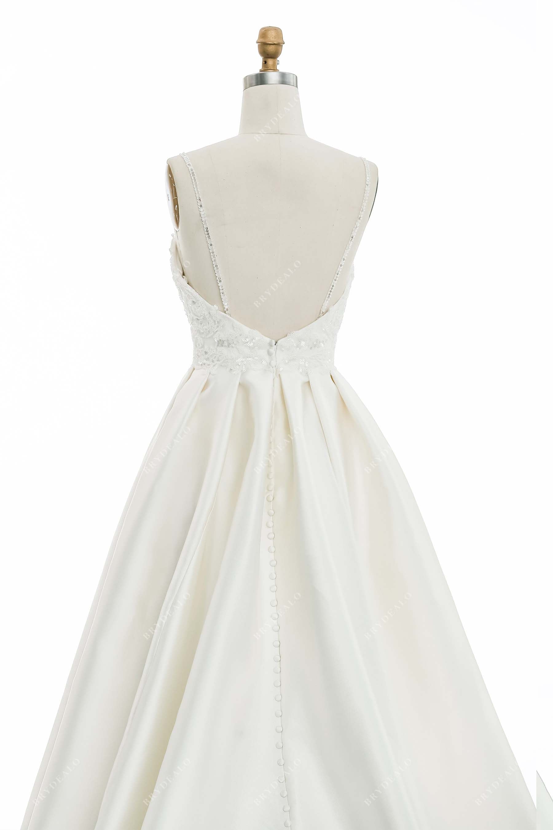 Open Back Satin Destination Fall Wedding Dress