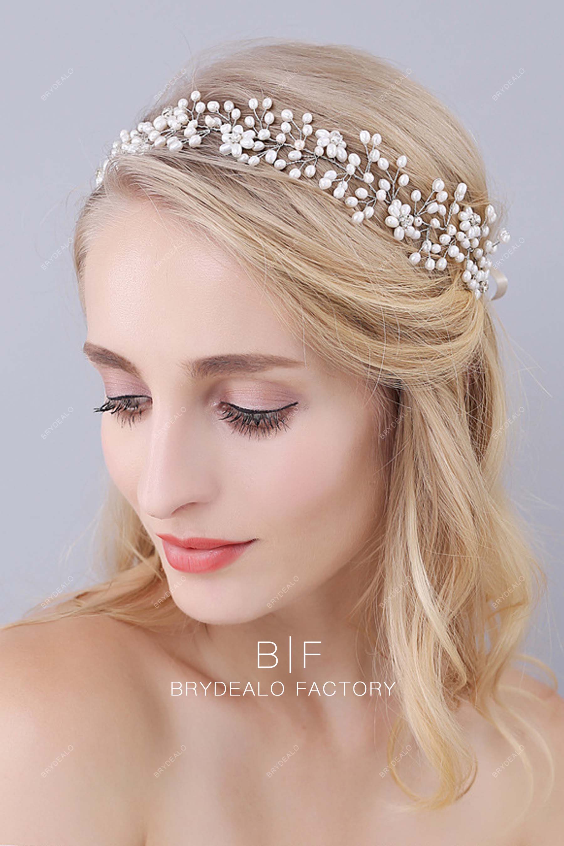 trendy pearl bridal headband