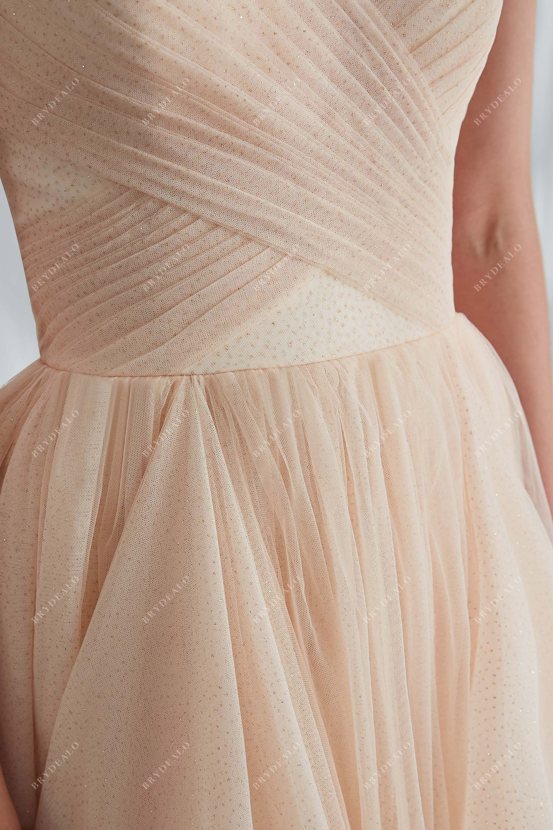 Designer Shimmery Champagne Tulle Wedding Ballgown