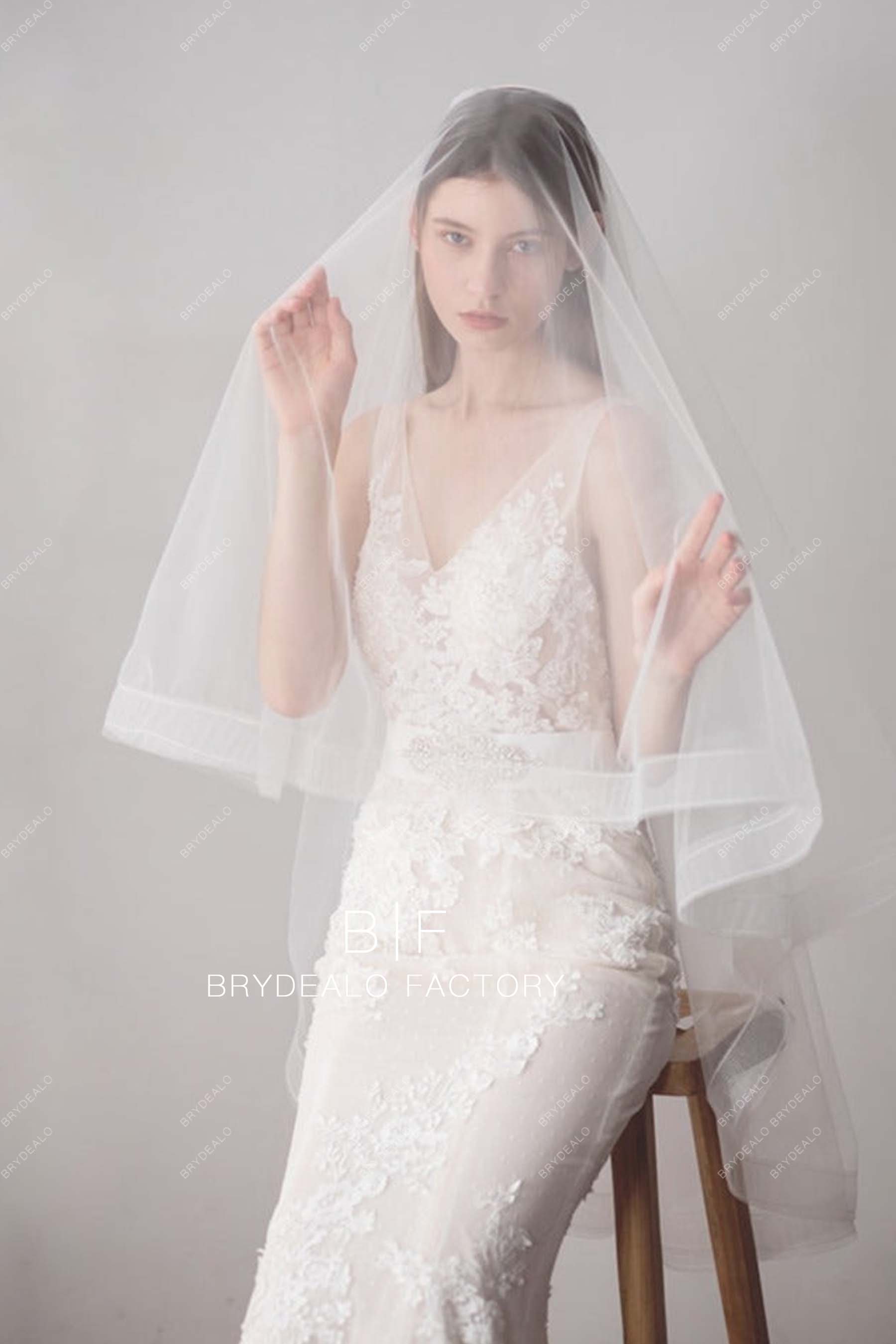 Elegant Waltz Length Horsehair Bridal Veil