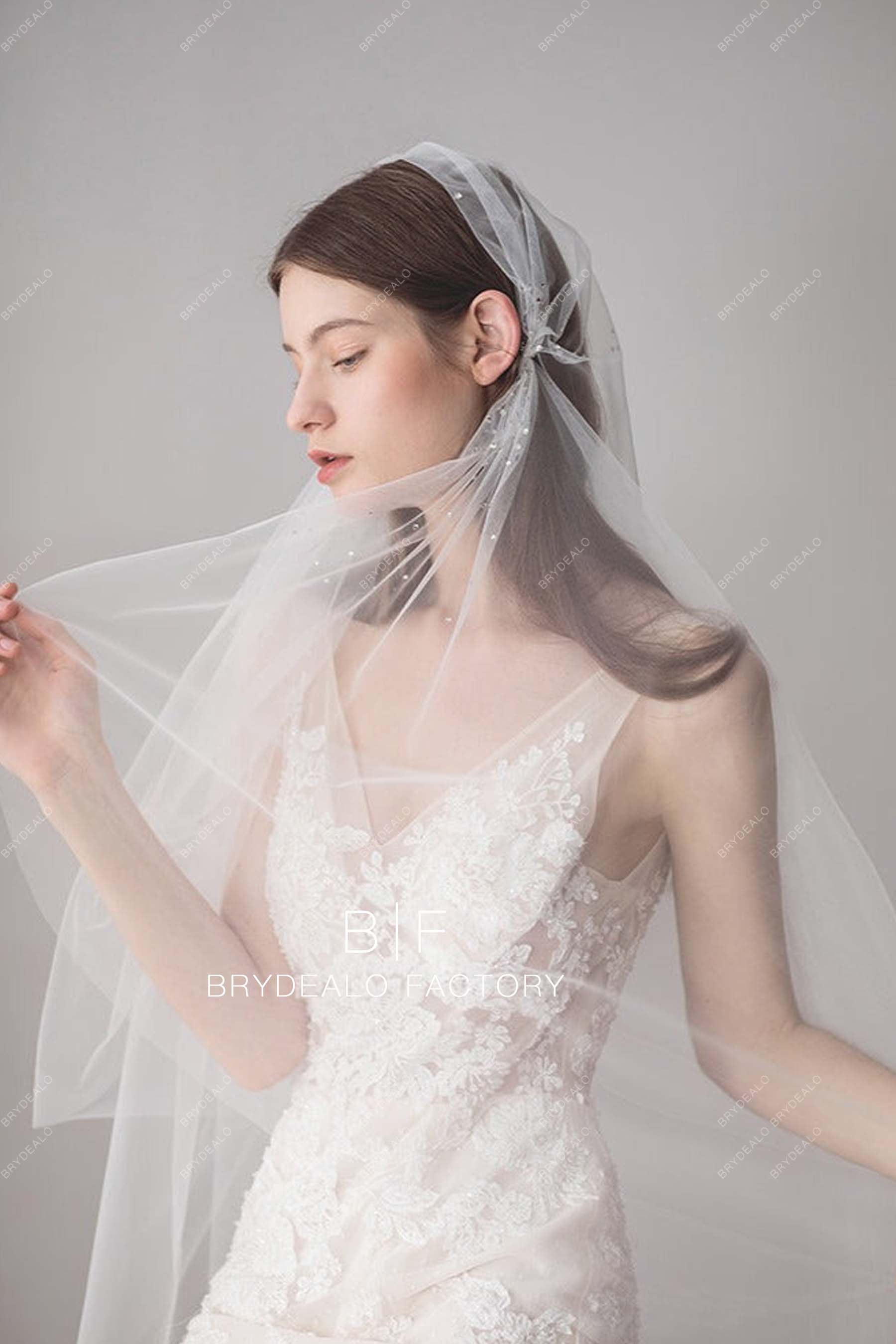 Rhinestones Adorned Wedding Cap Headpiece 