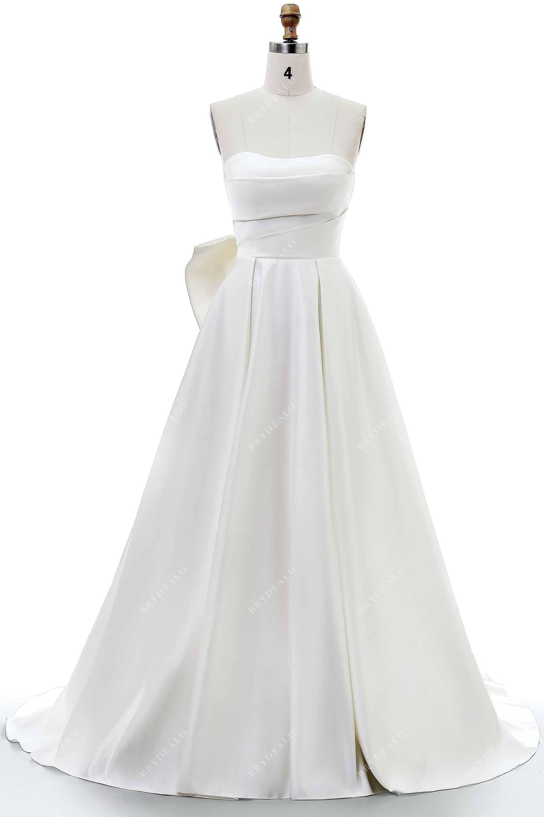 elegant satin A-line wedding dress
