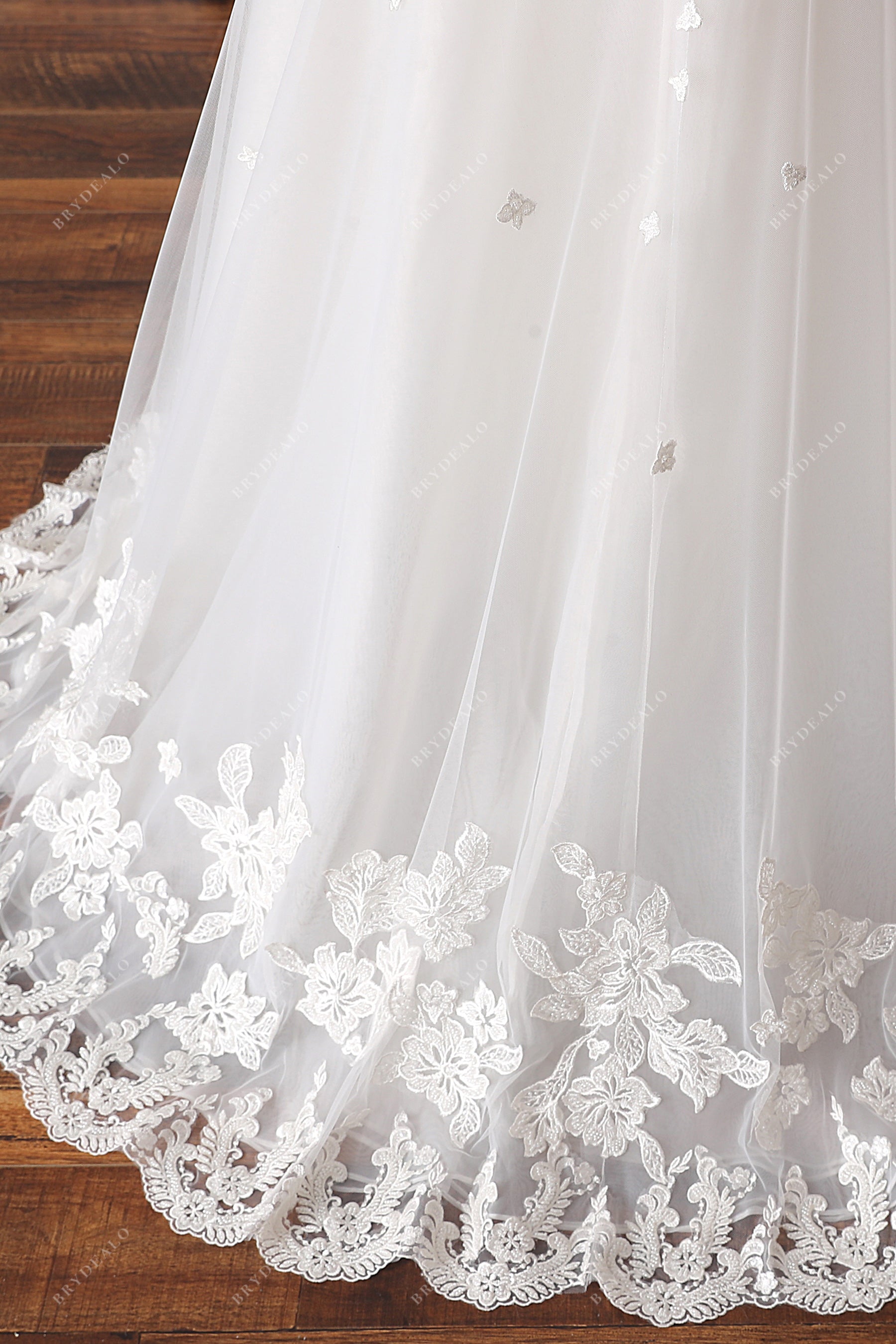 floral lace overskirt elegant wedding dress