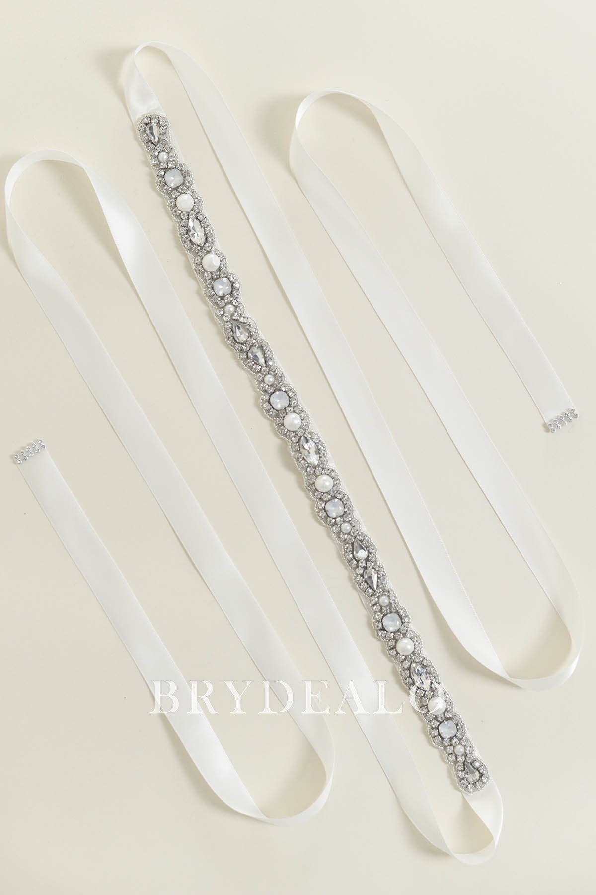 Popular Scalloped Dusty Blue Sparkly Bridal Sash