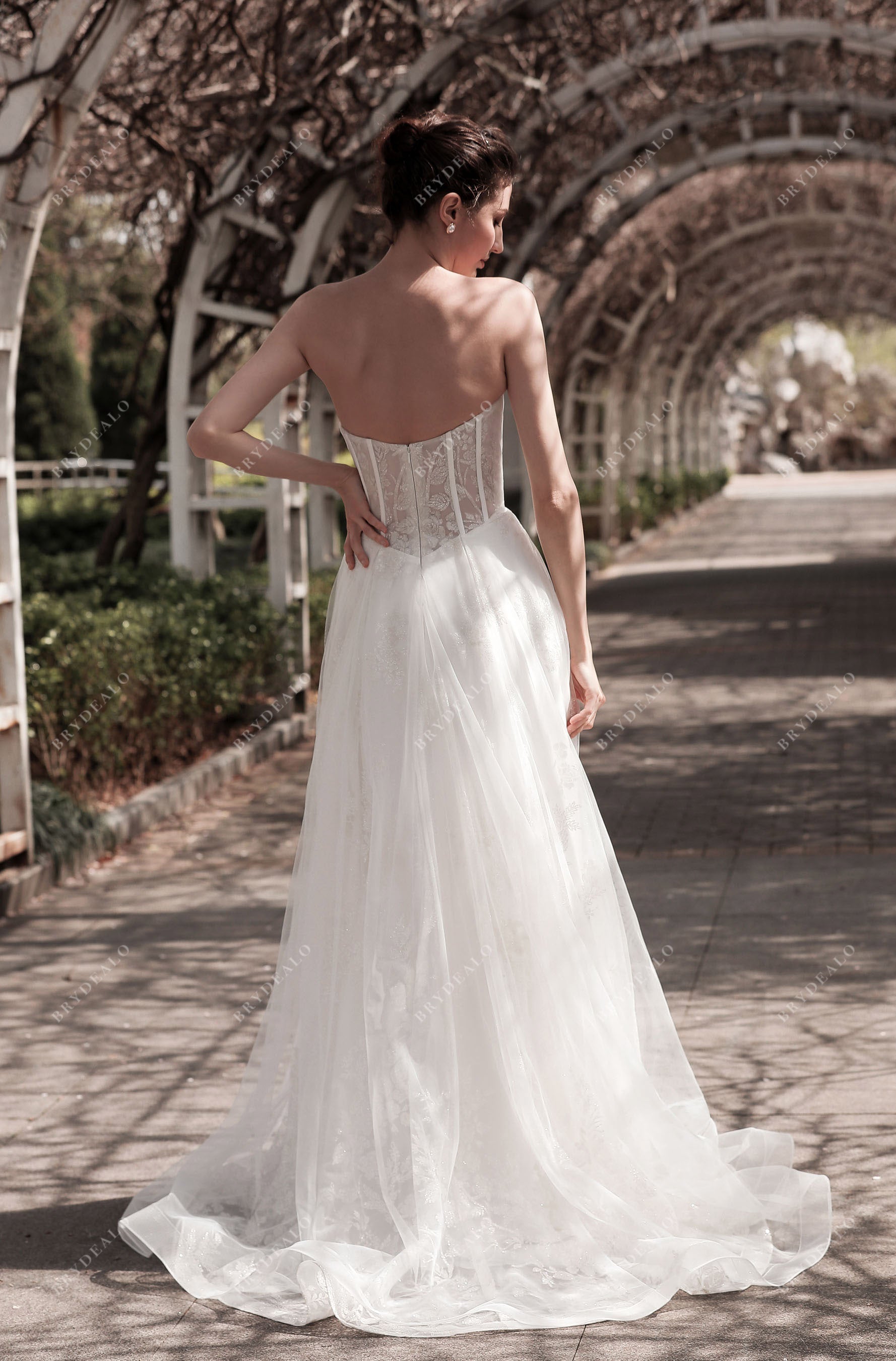 strapless illusion corset A-line bridal gown